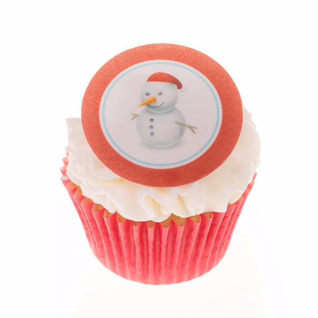 Printed Snowman Christmas cake toppers and cupcake toppers printed onto rice paper or icing