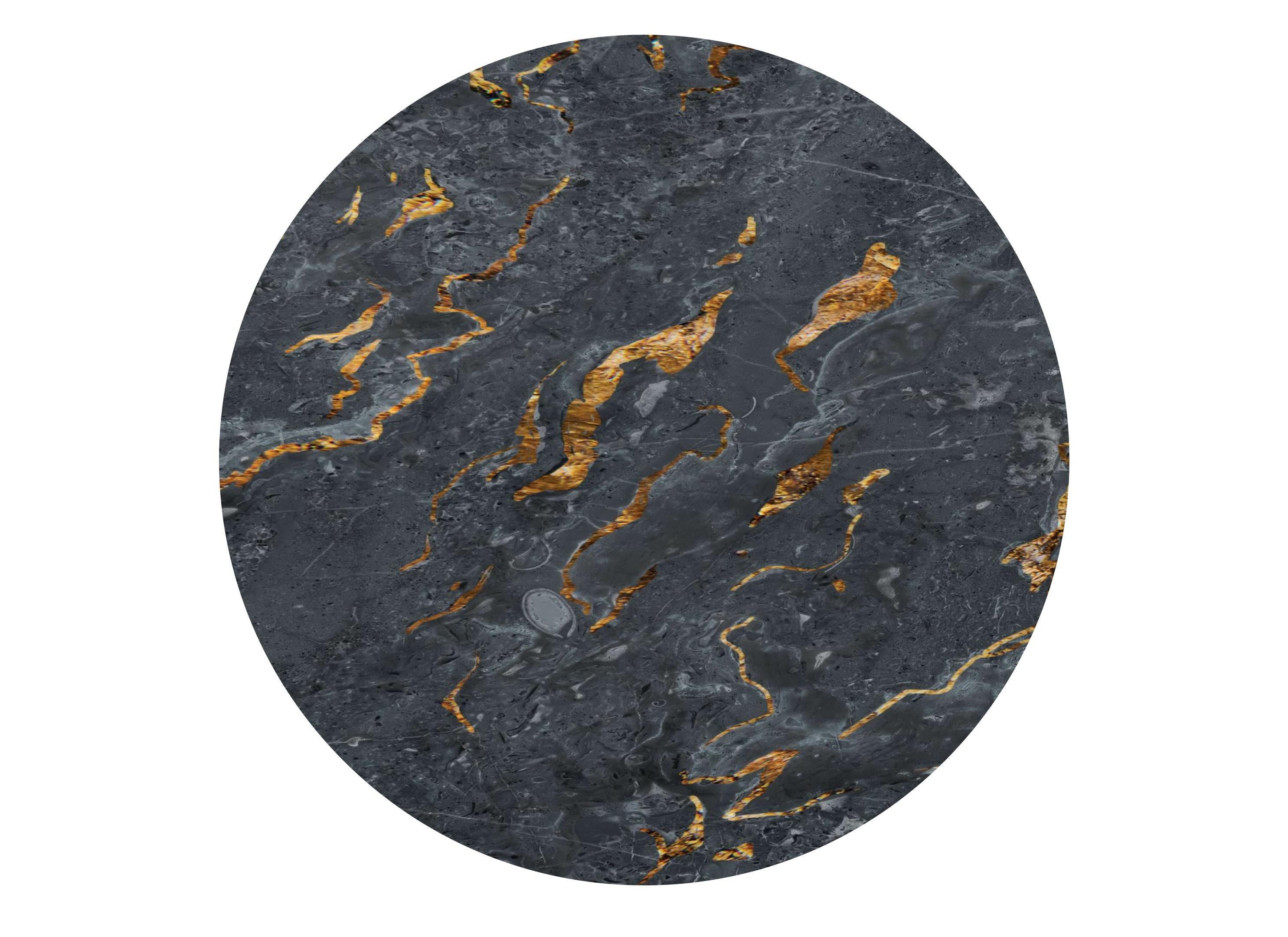 large printed cake topper with a dark marble design