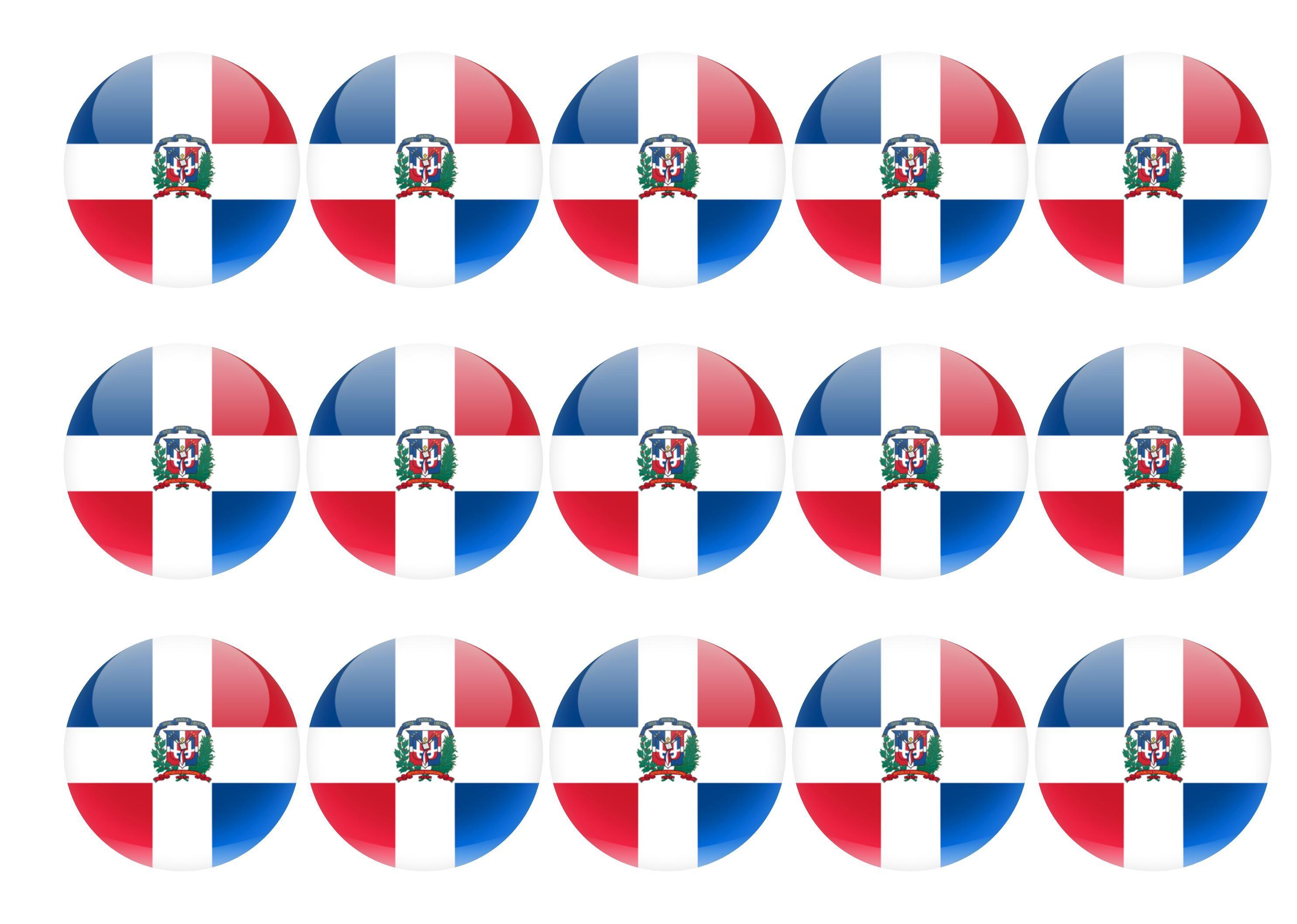 15 x 50mm printed edible cupcake toppers - Dominican Republic