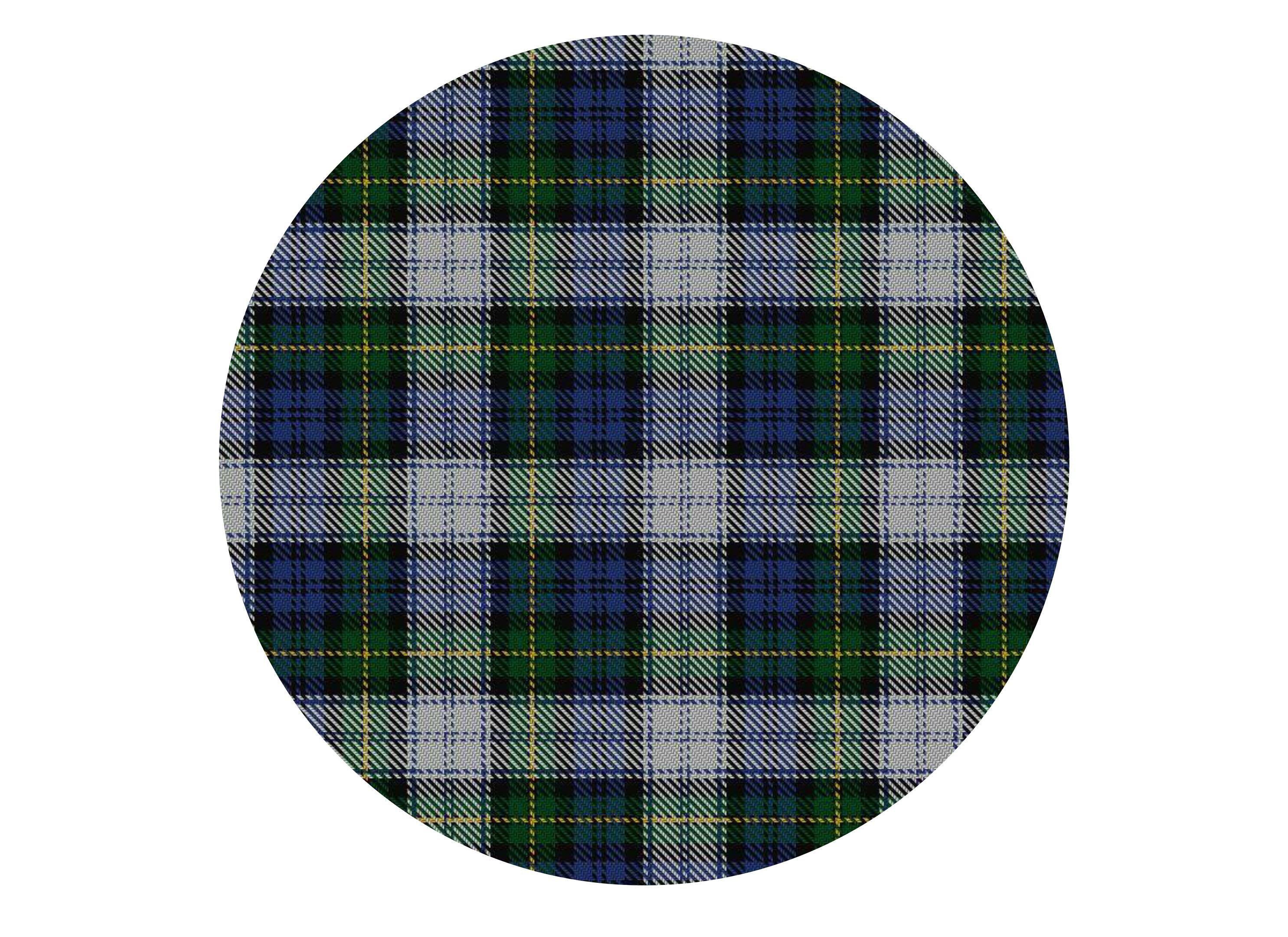 Printed edible cake topper with dress Gordon tartan