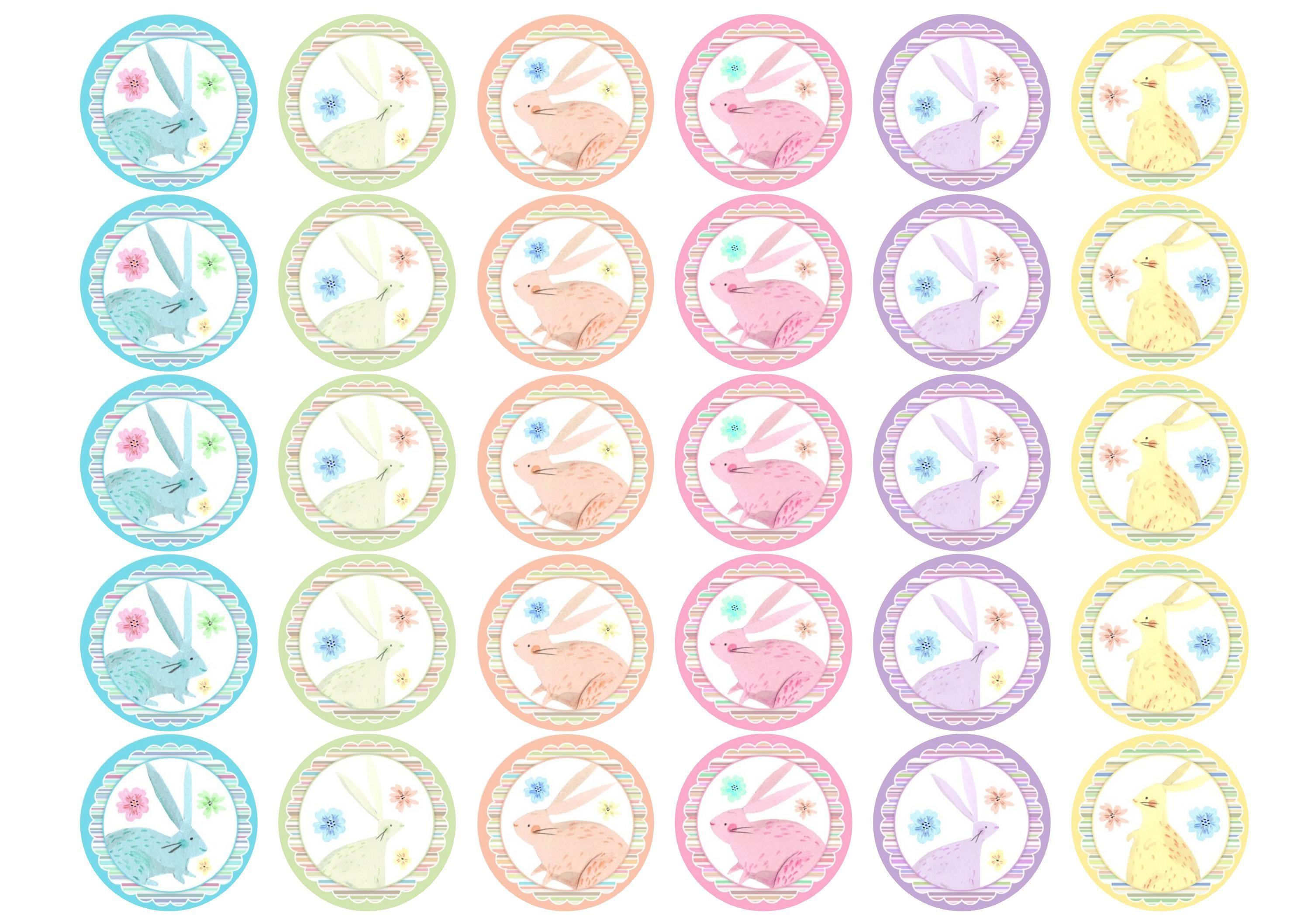 30 edible Easter bunny cupcake toppers