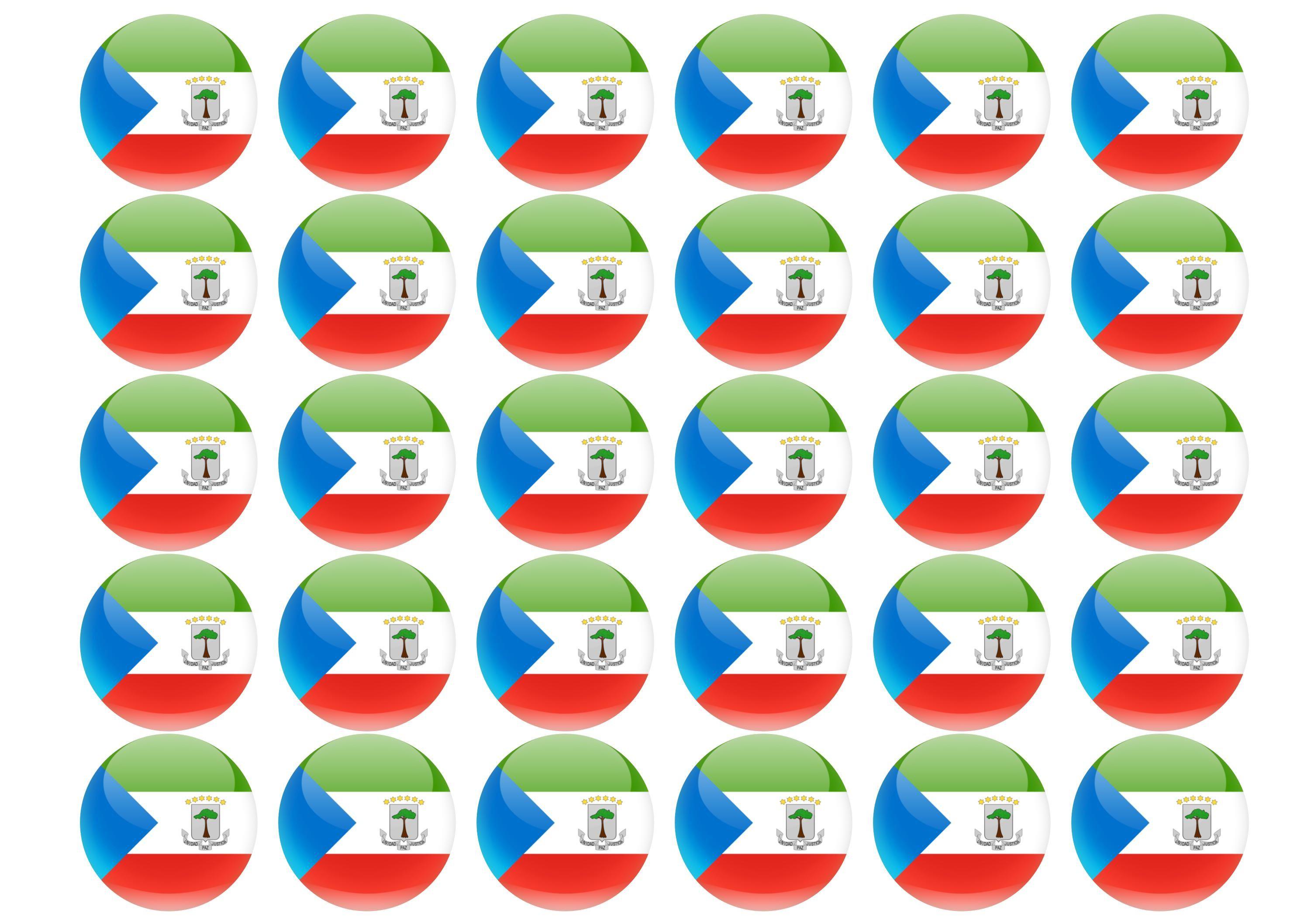 38mm printed edible cupcake toppers - Equatorial Guinea