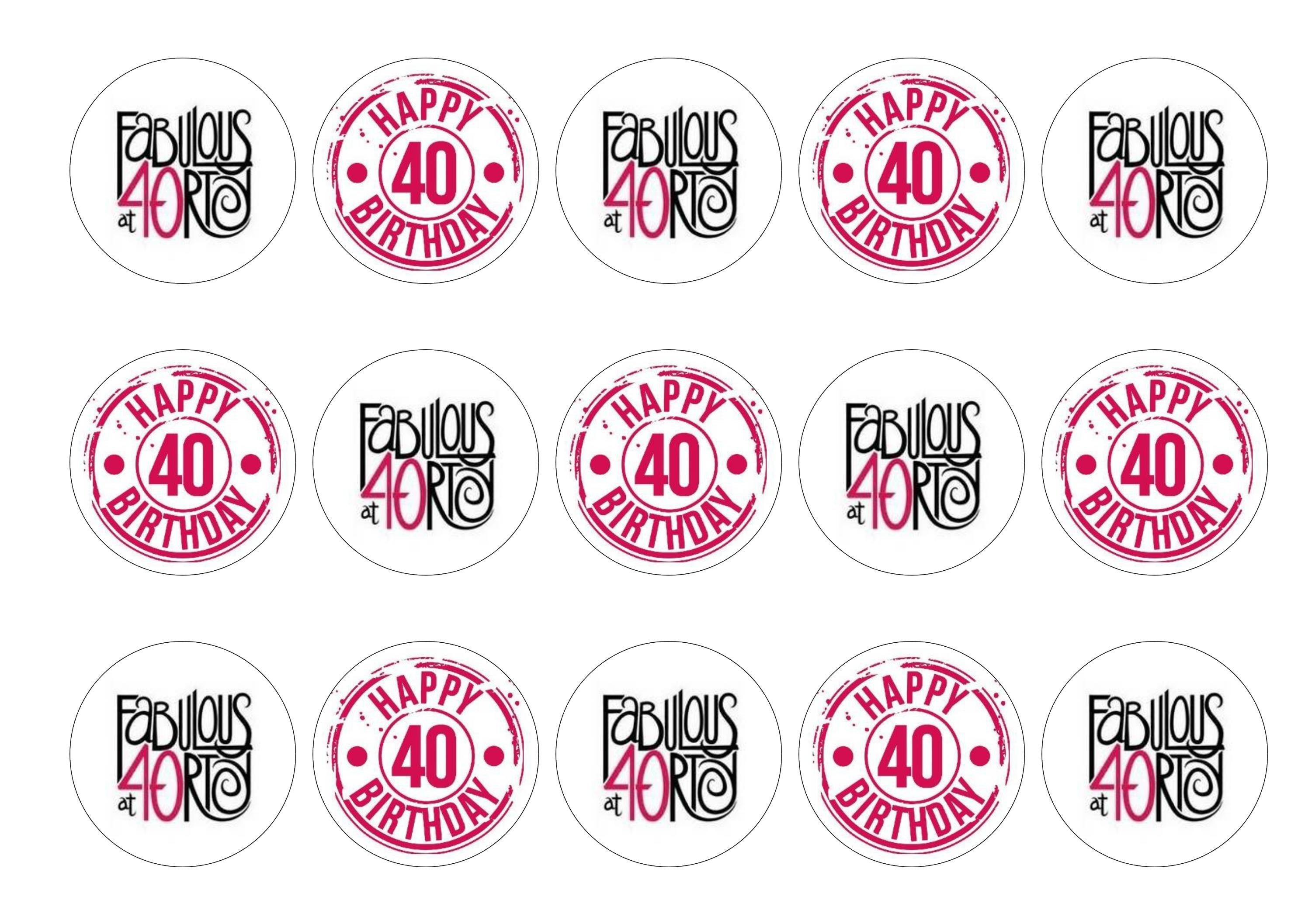 Fabulous at 40 edible printed cupcake toppers