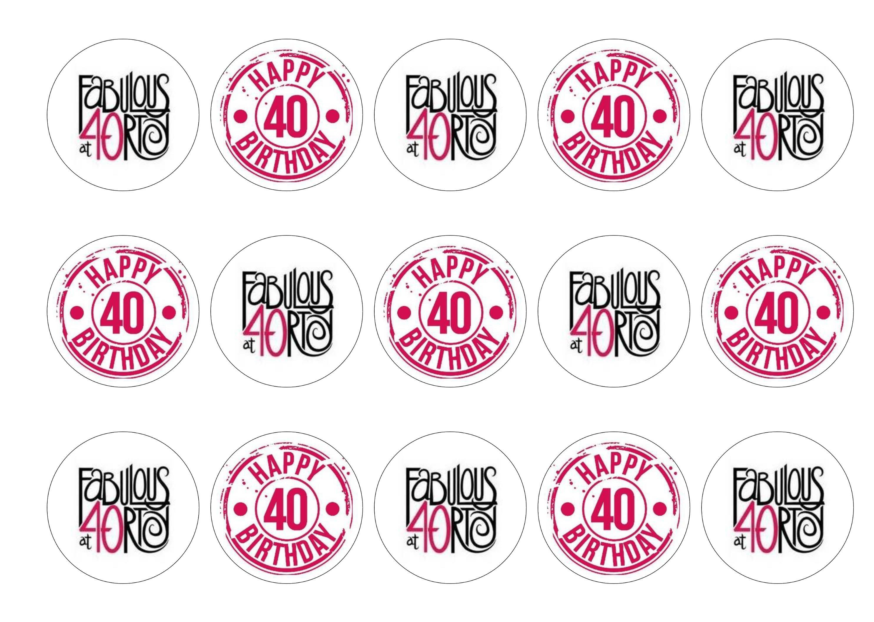 Fabulous at 40 edible printed cupcake toppers