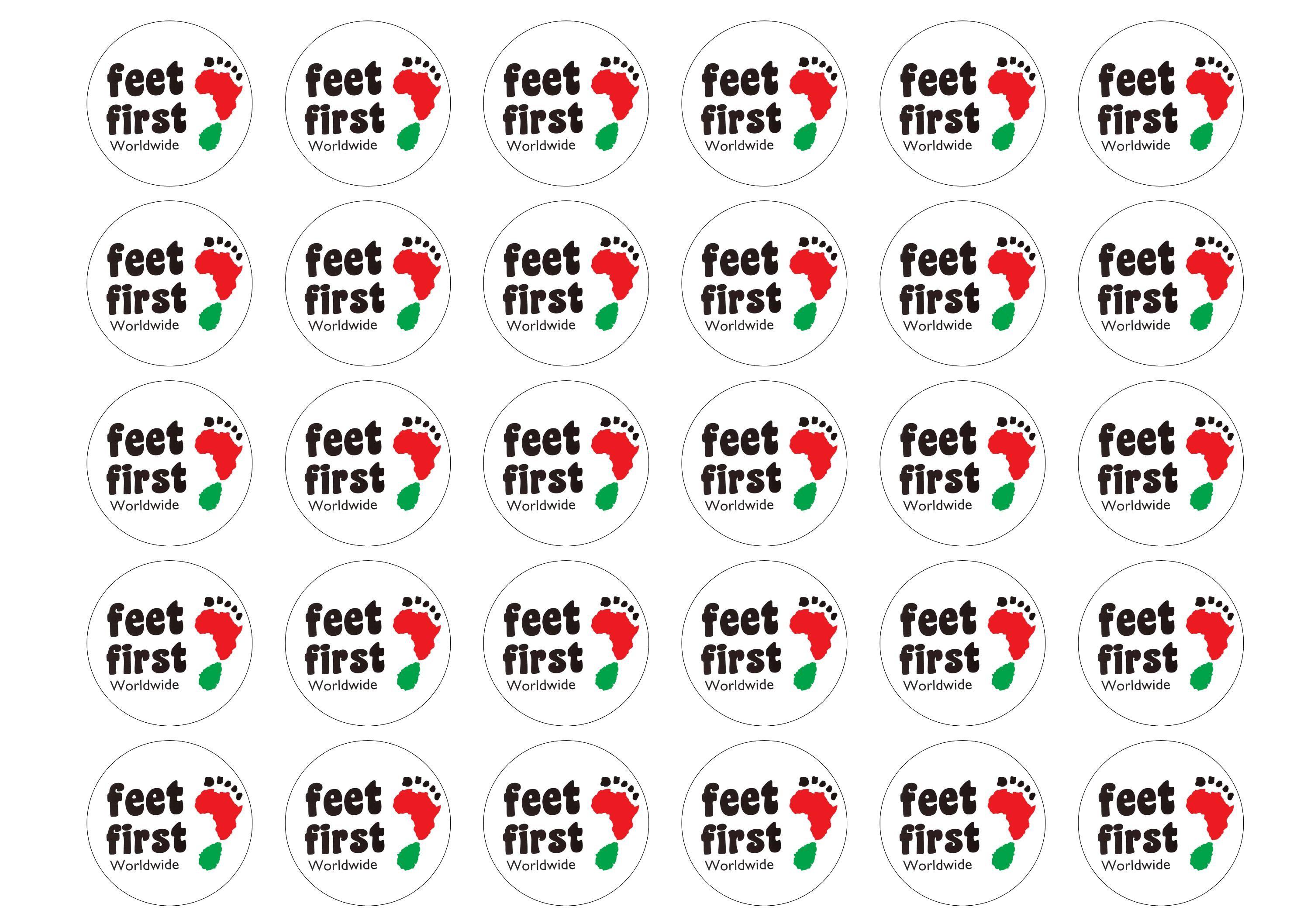 Printed edible charity cupcake for Feet First Worldwide