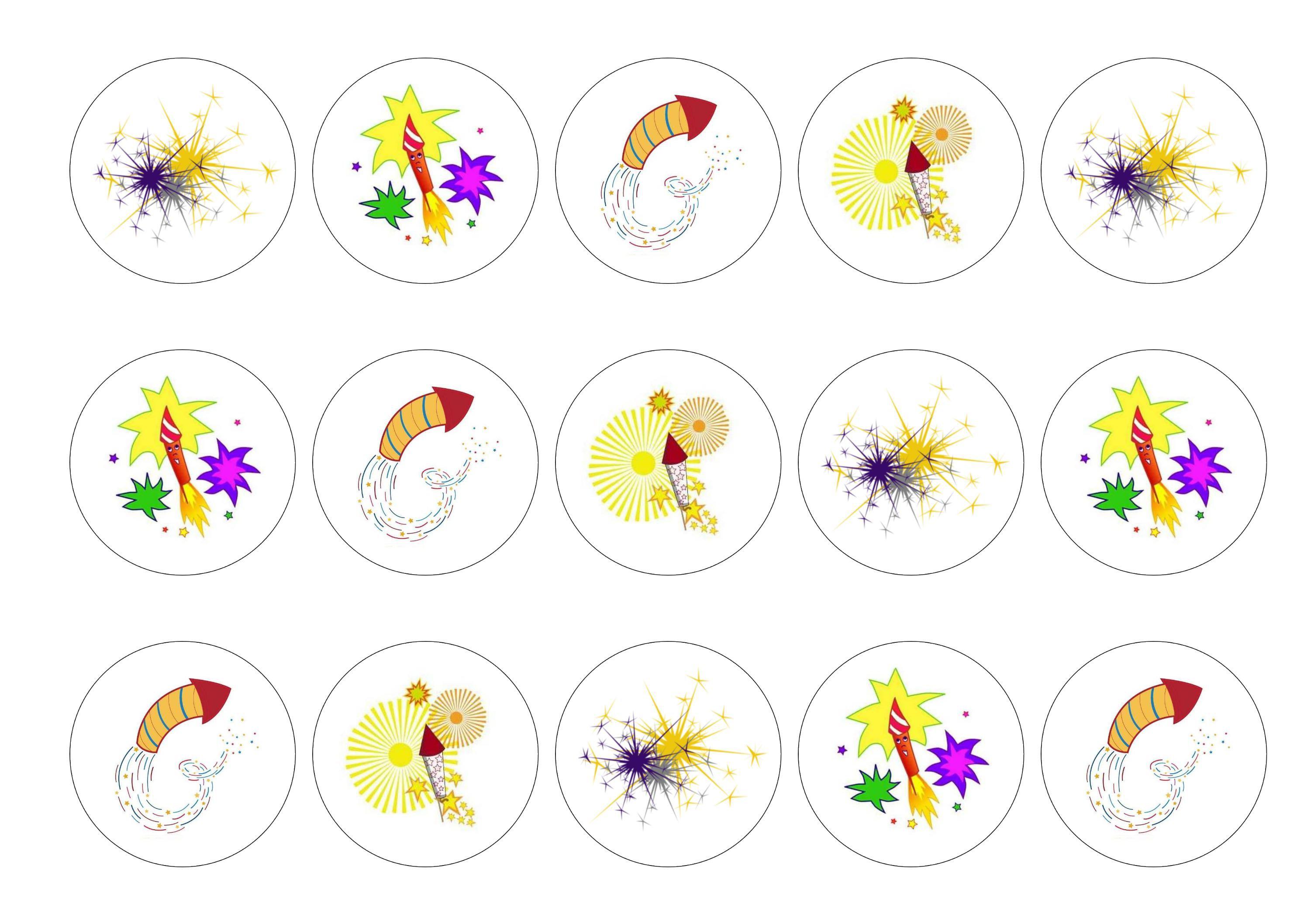 Edible printed cupcake toppers for bonfire night