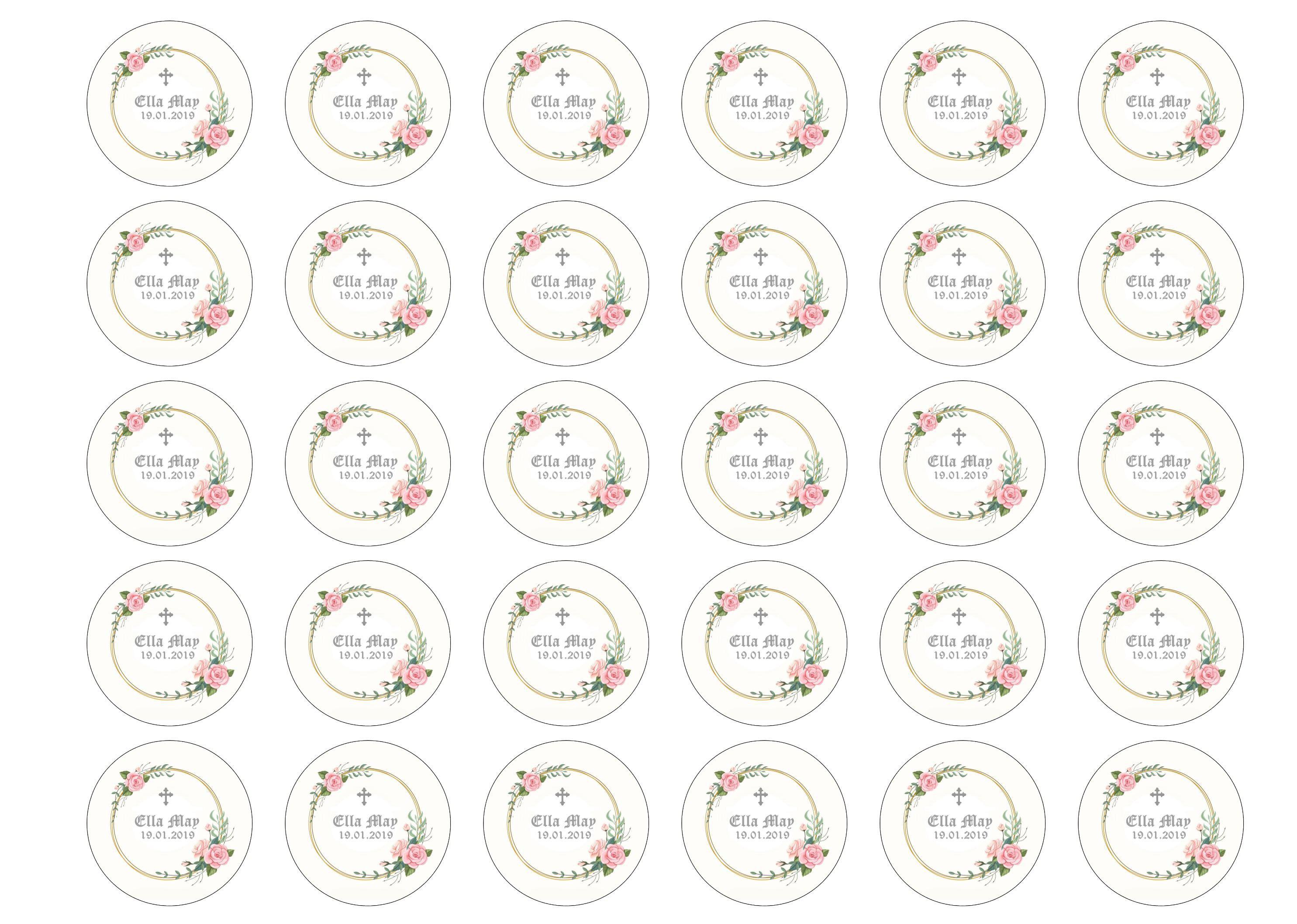 38mm printed edible cupcake toppers