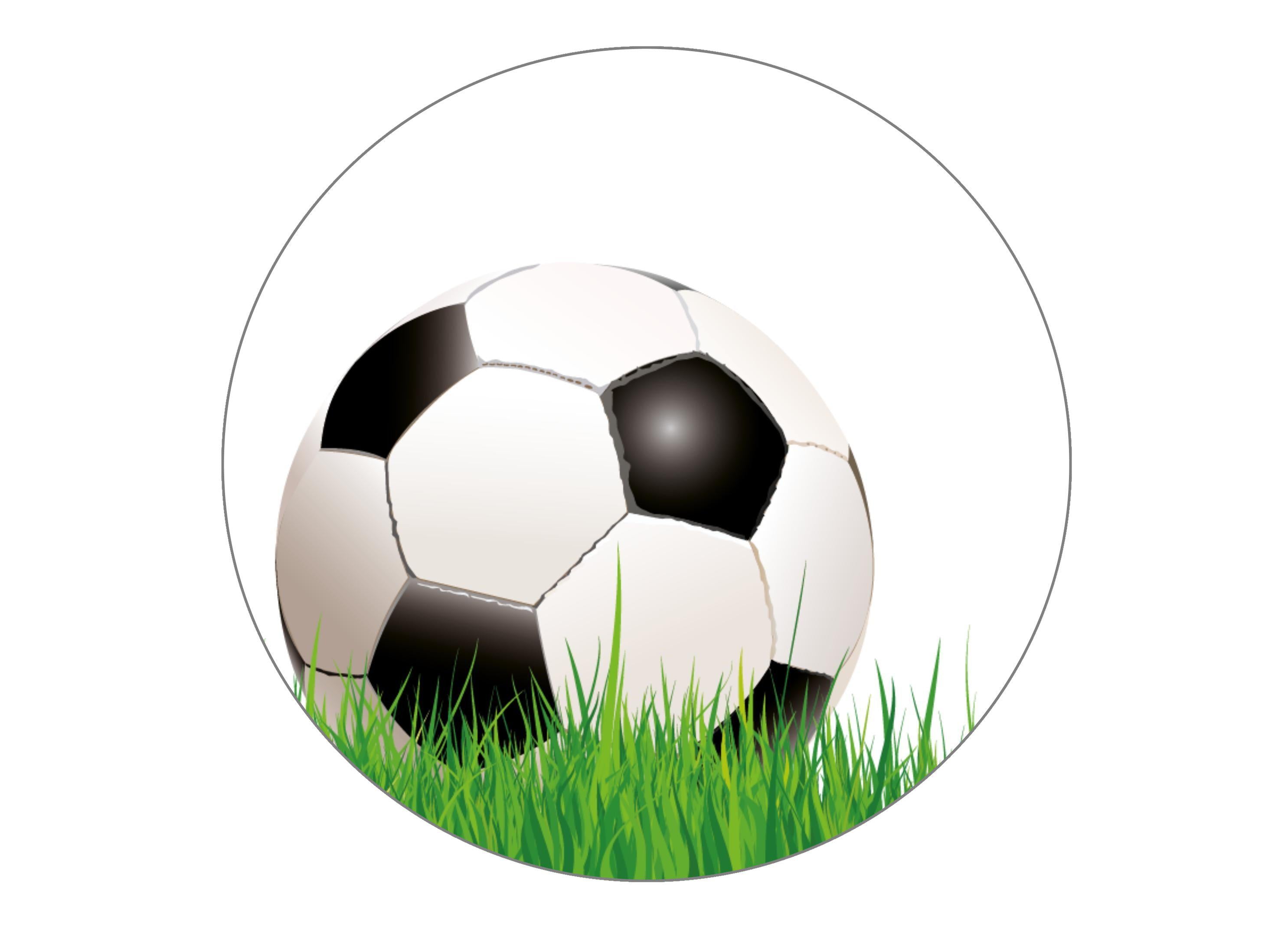 large round cake topper with a football image