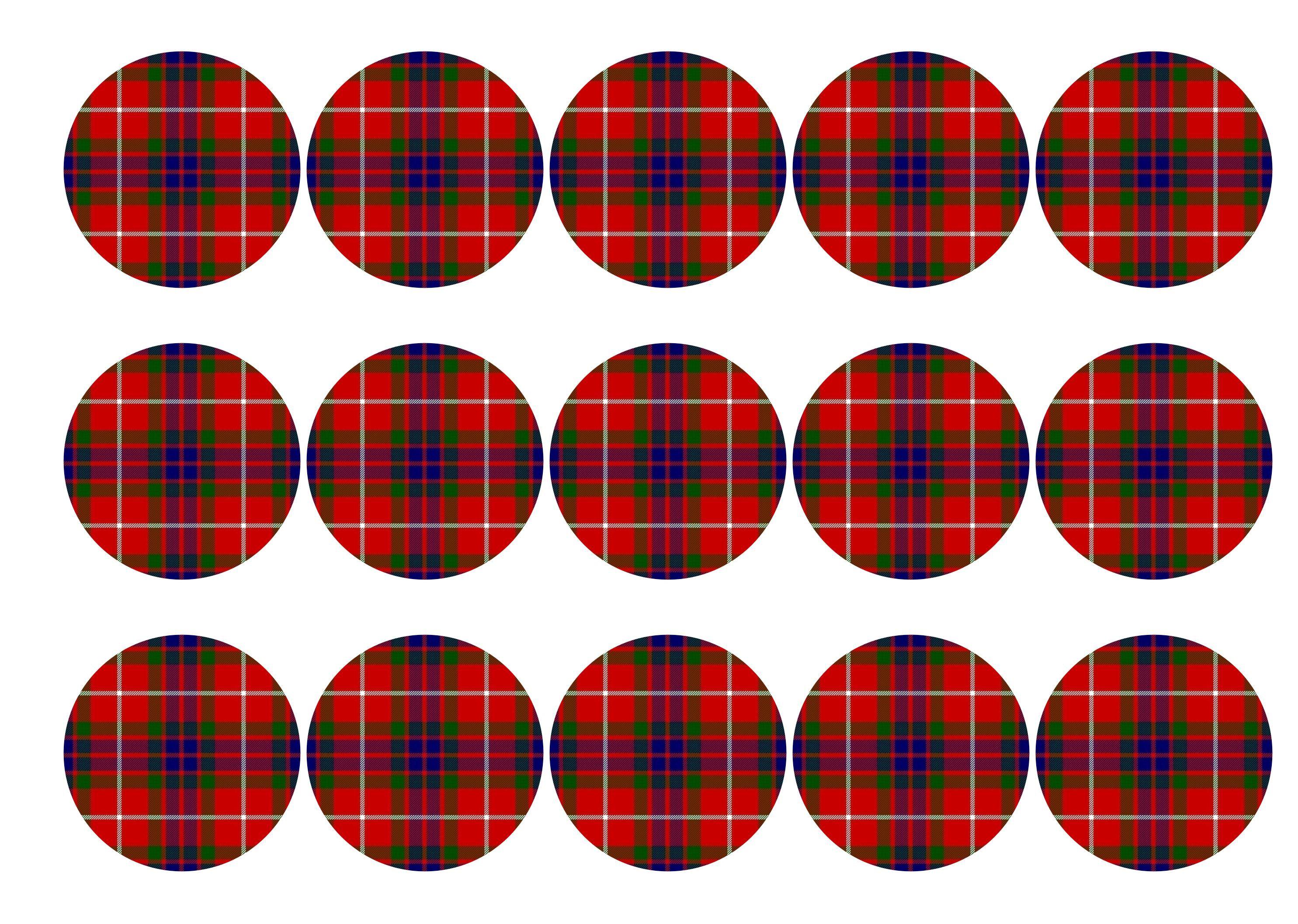 Printed edible cupcake toppers with the Fraser tartan