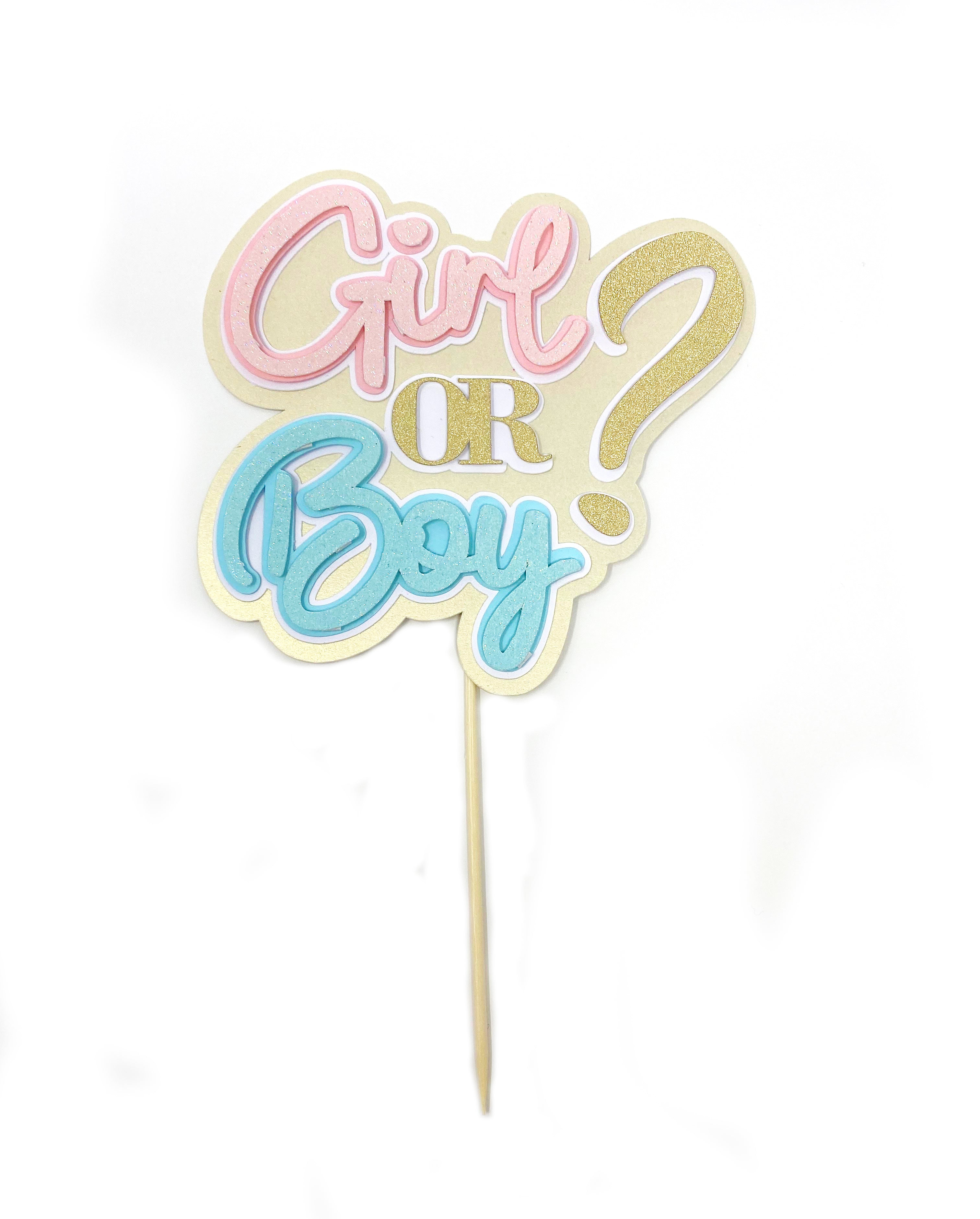 Gender reveal non-edible cake topper for baby shower