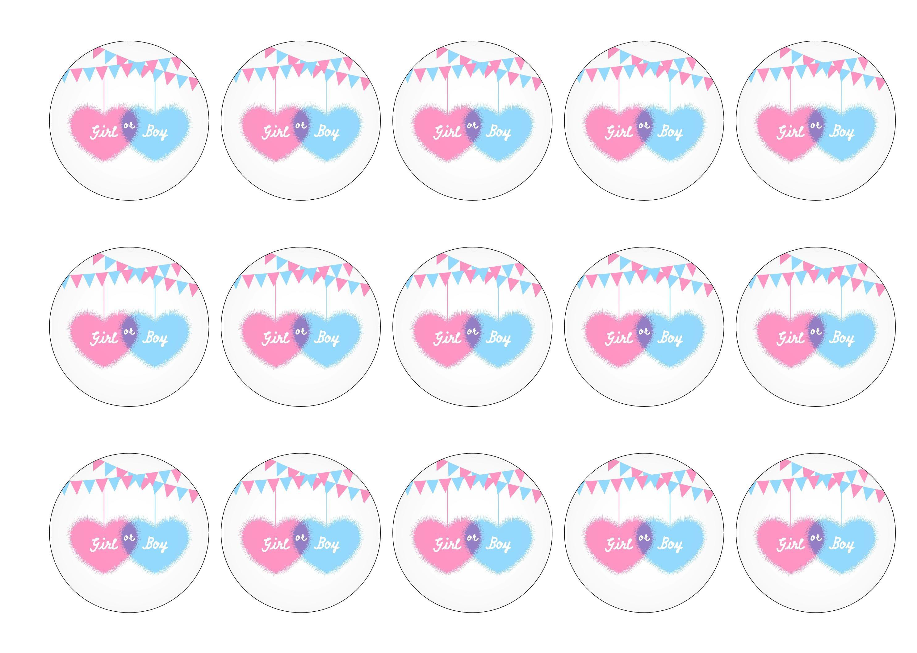 Printed cupcake toppers for girl /boy baby shower