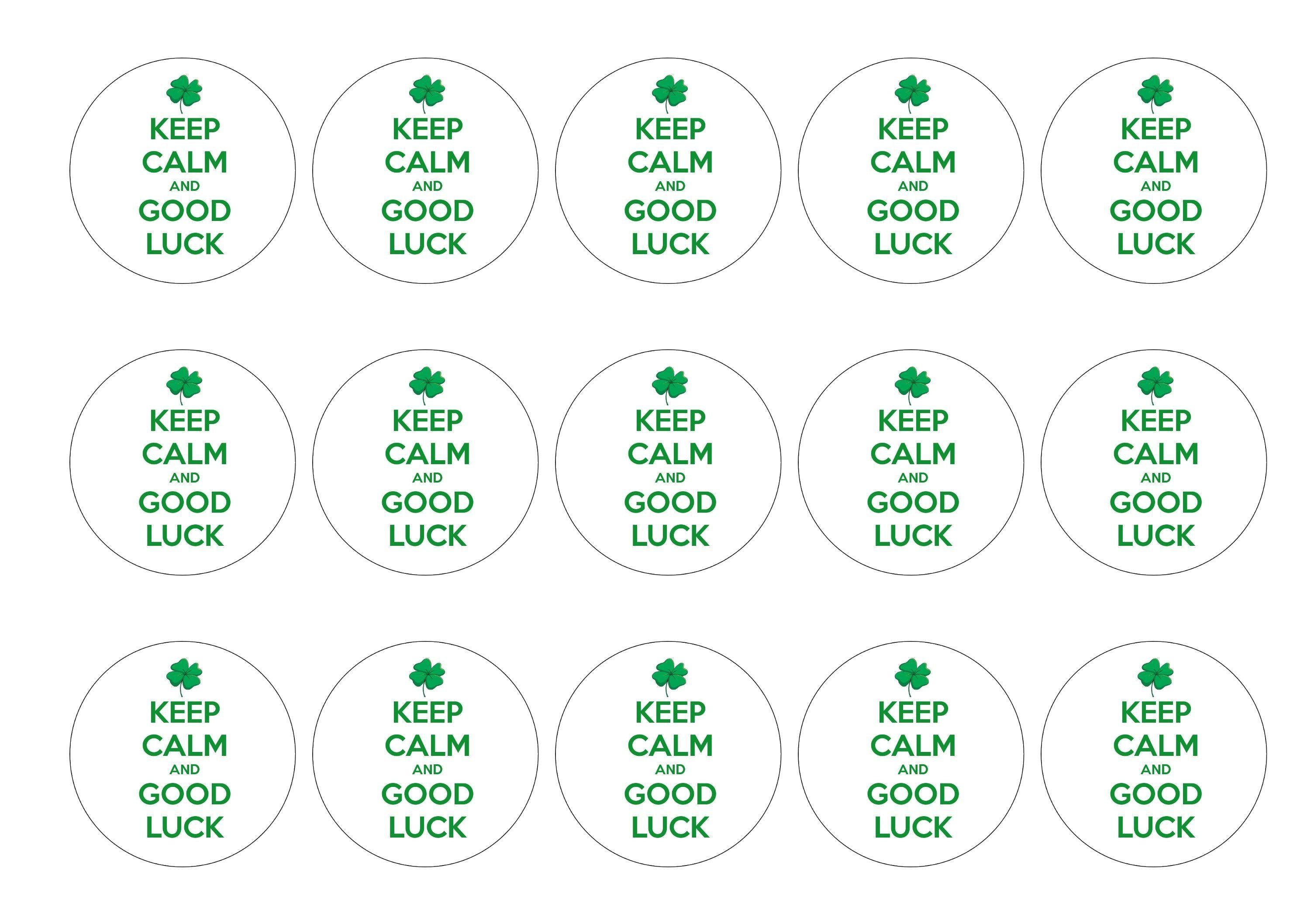 Printed edible cupcake toppers - Good luck, keep calm