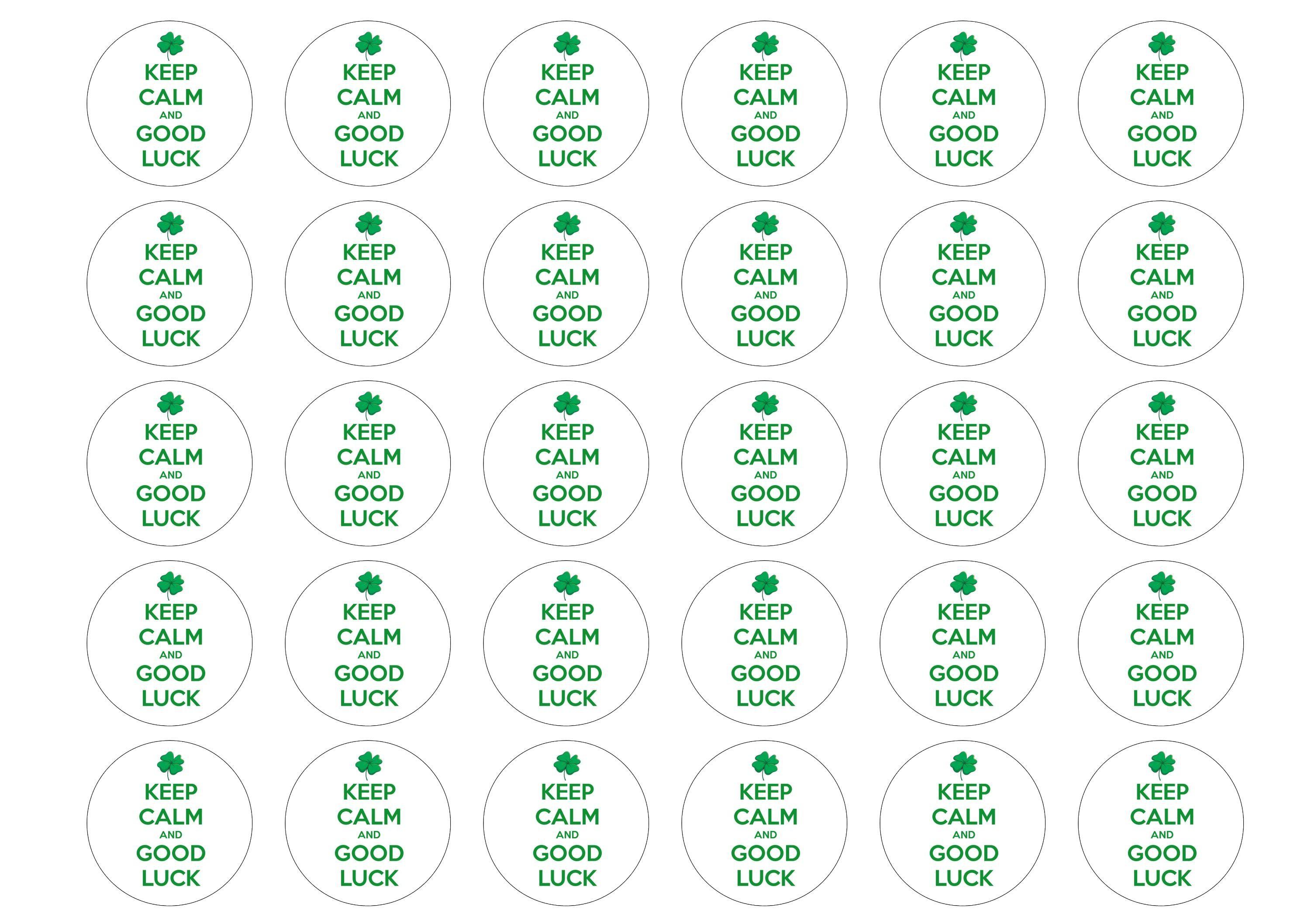 Printed edible cupcake toppers - Good luck, keep calm