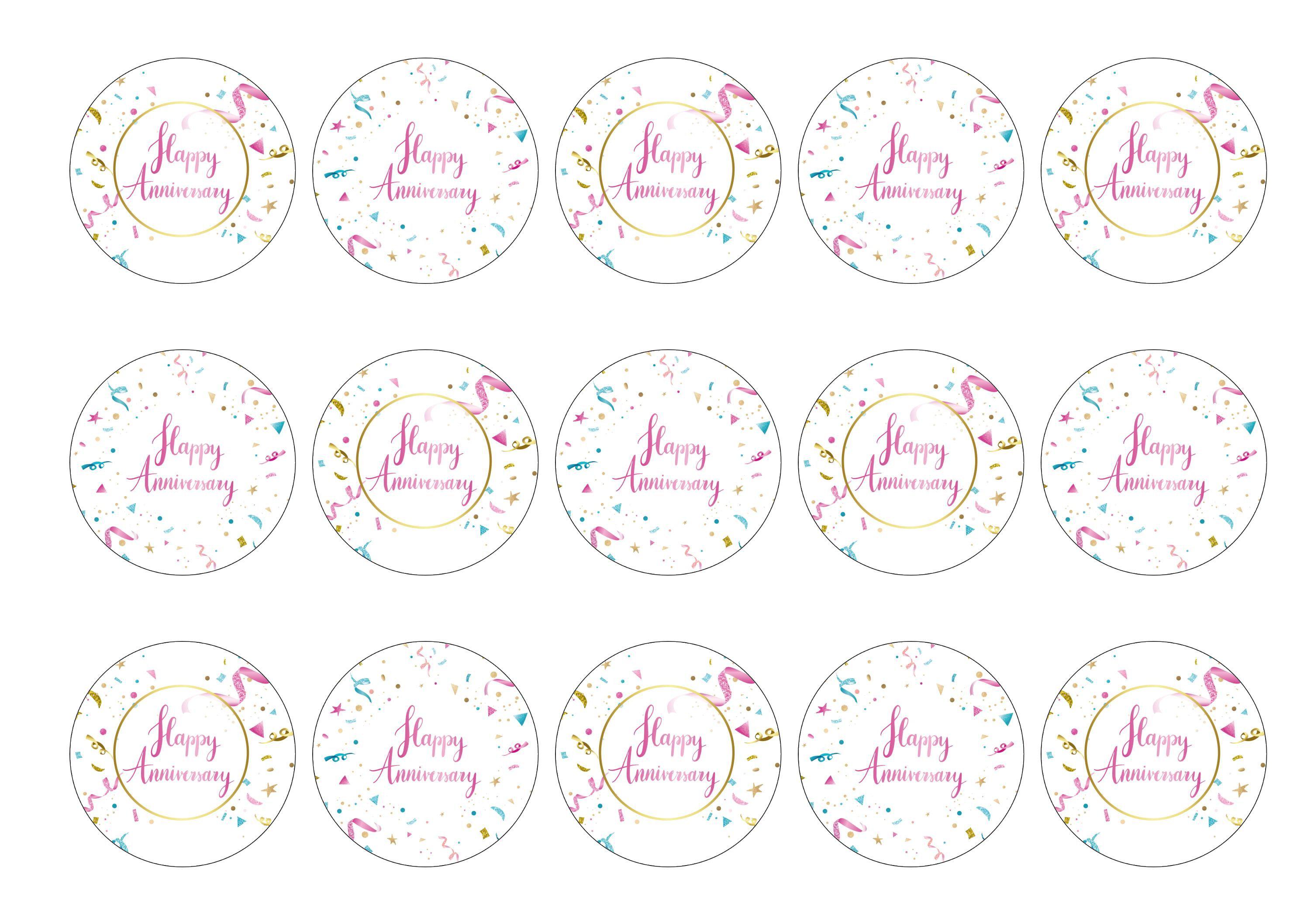 15 printed toppers suitable for an anniversary of any kind
