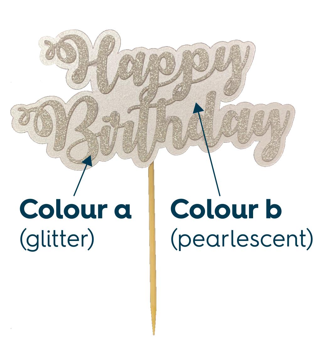 Personalised Happy Birthday Cake topper in glitter and pearlescent card