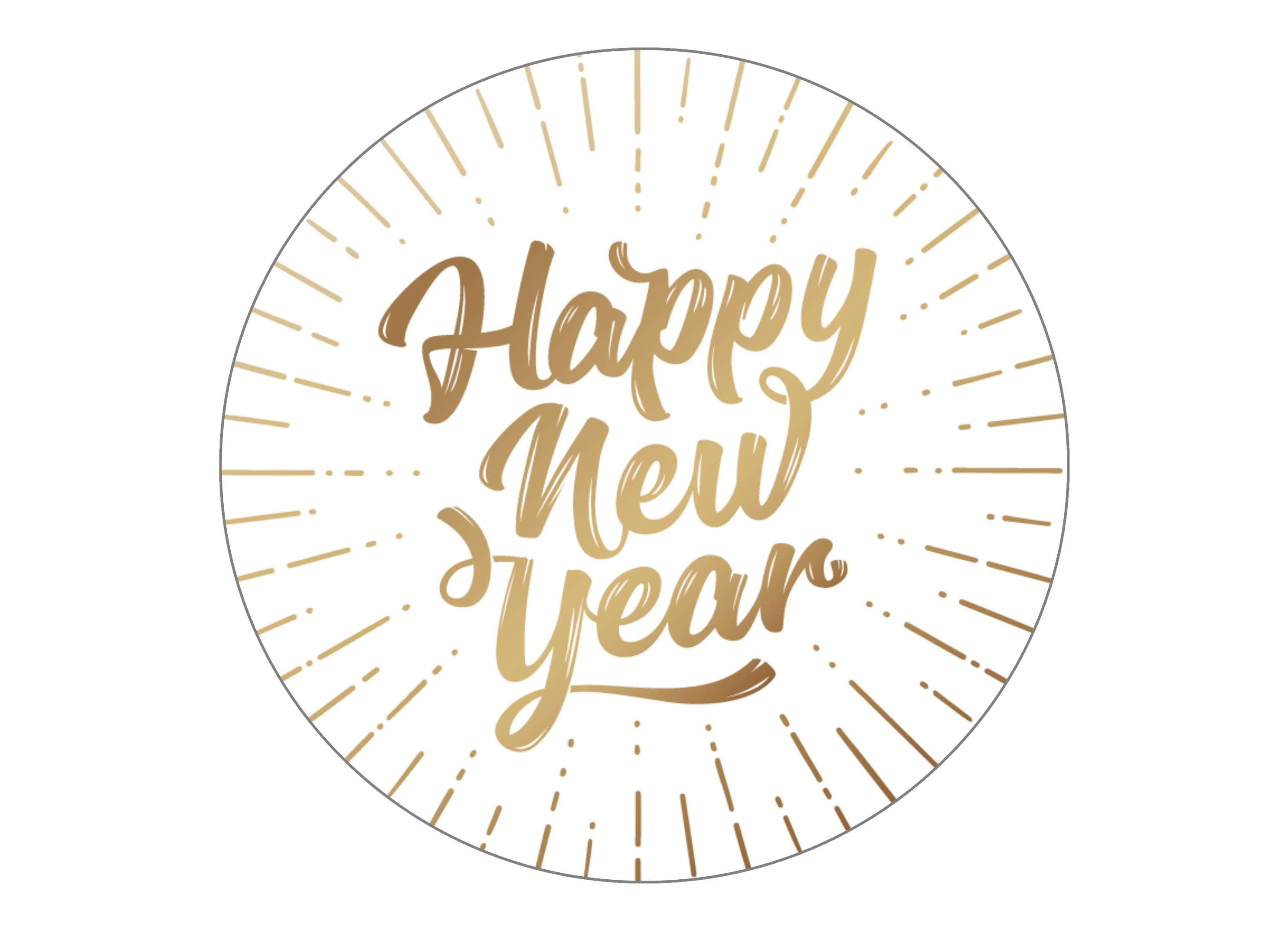 Large gold happy new year 2023 cake topper