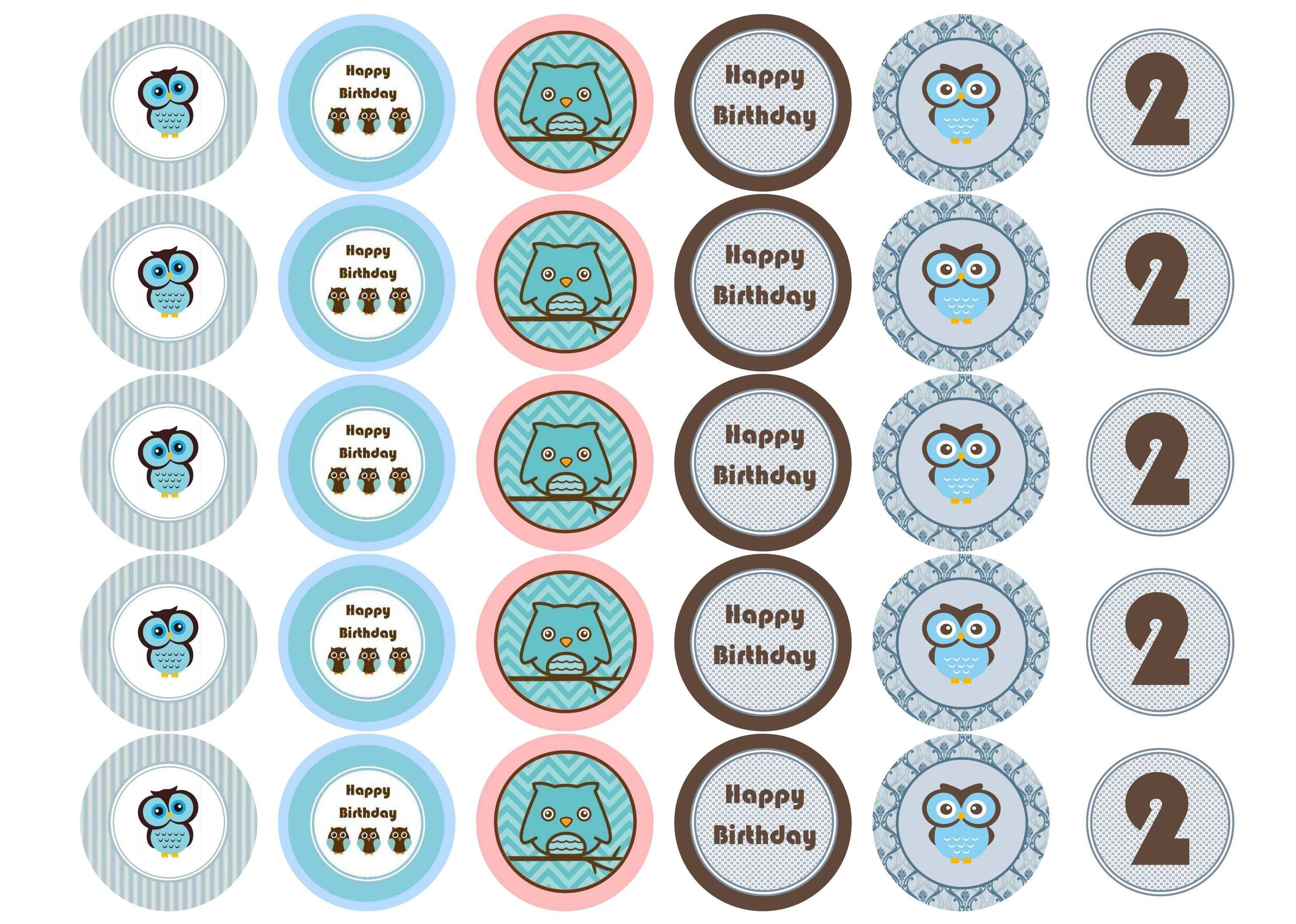 38mm printed edible cupcake toppers