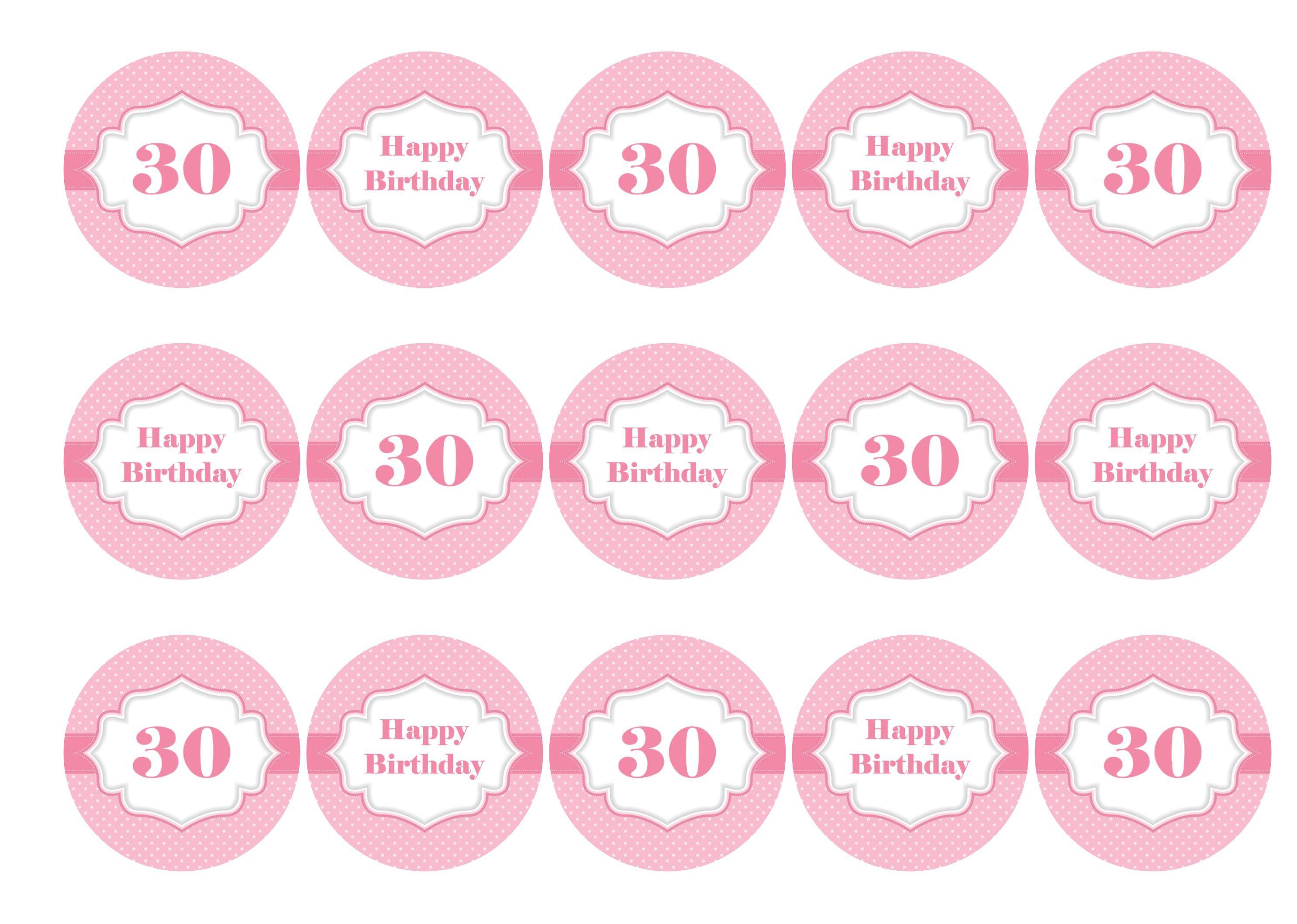 Printed edible cake toppers with images for a ladies 30th birthday