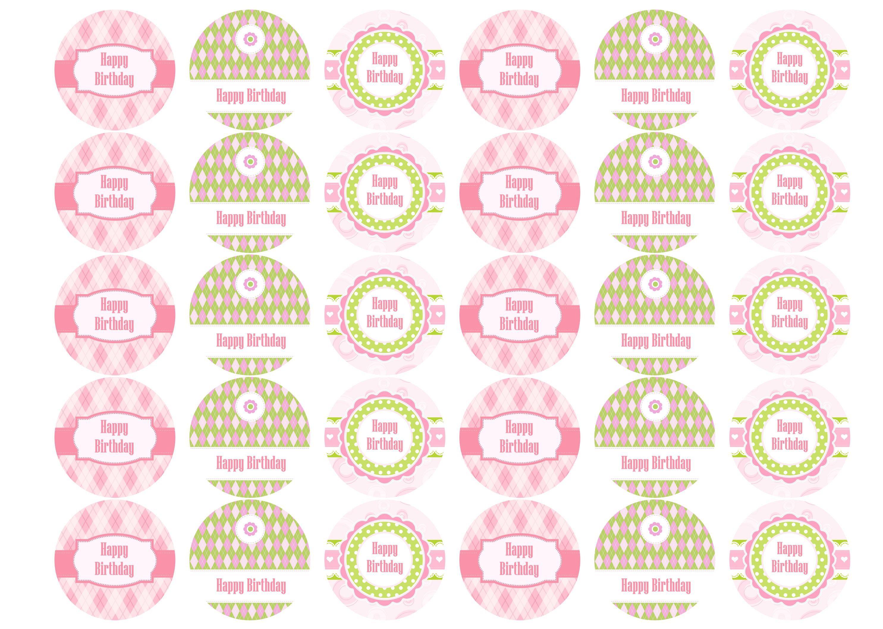 38mm printed edible cupcake toppers