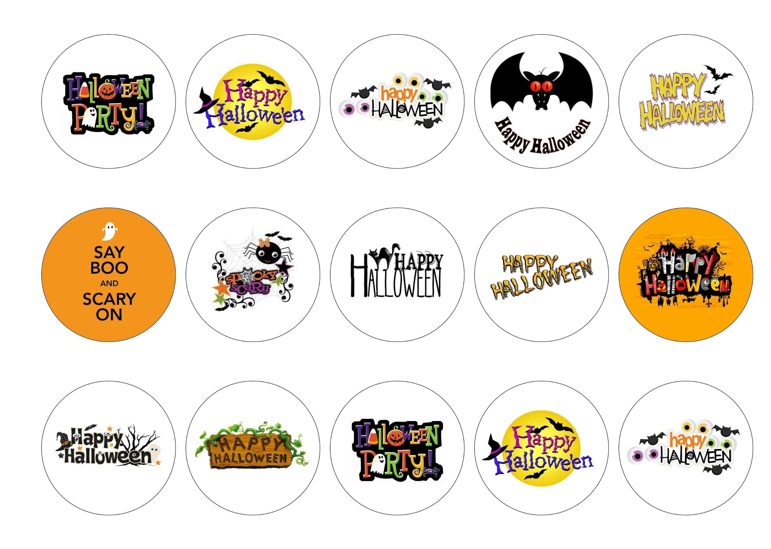 Printed edible cupcake toppers for halloween