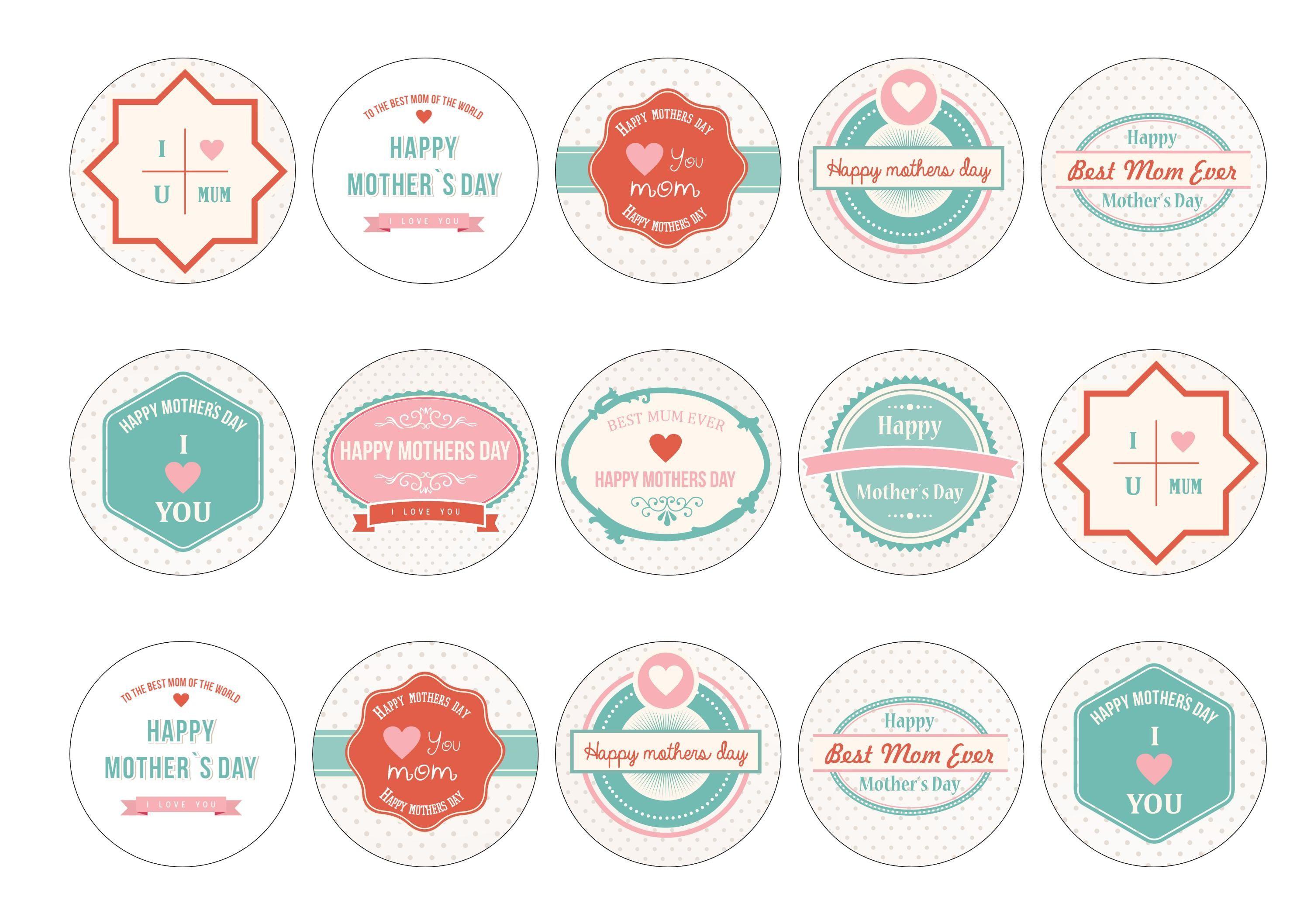 Printed edible cupcake toppers for Mother's Day