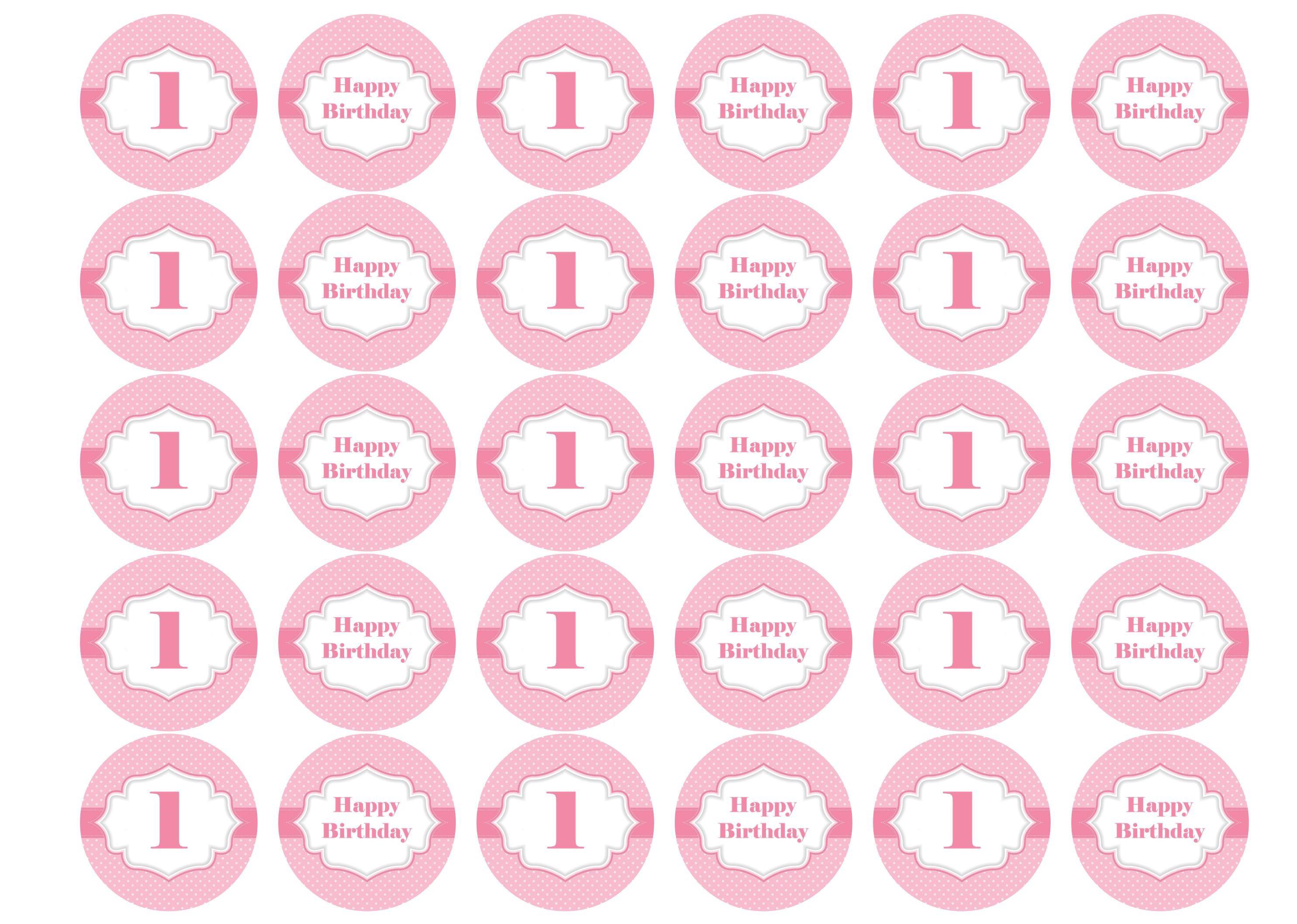 Happy Birthday 1 - Girl-Edible cake toppers-Edibilis