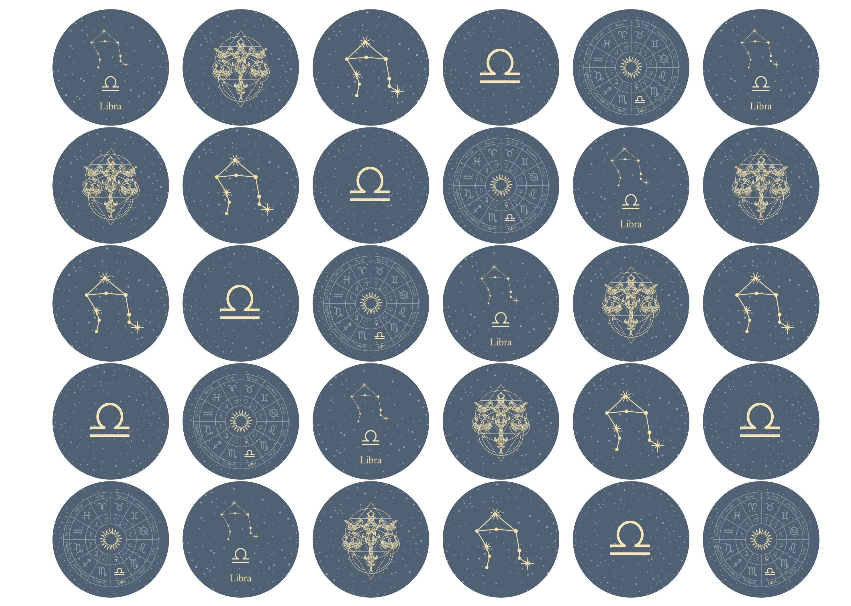 30 edible toppers with Libra zodiac star sign design