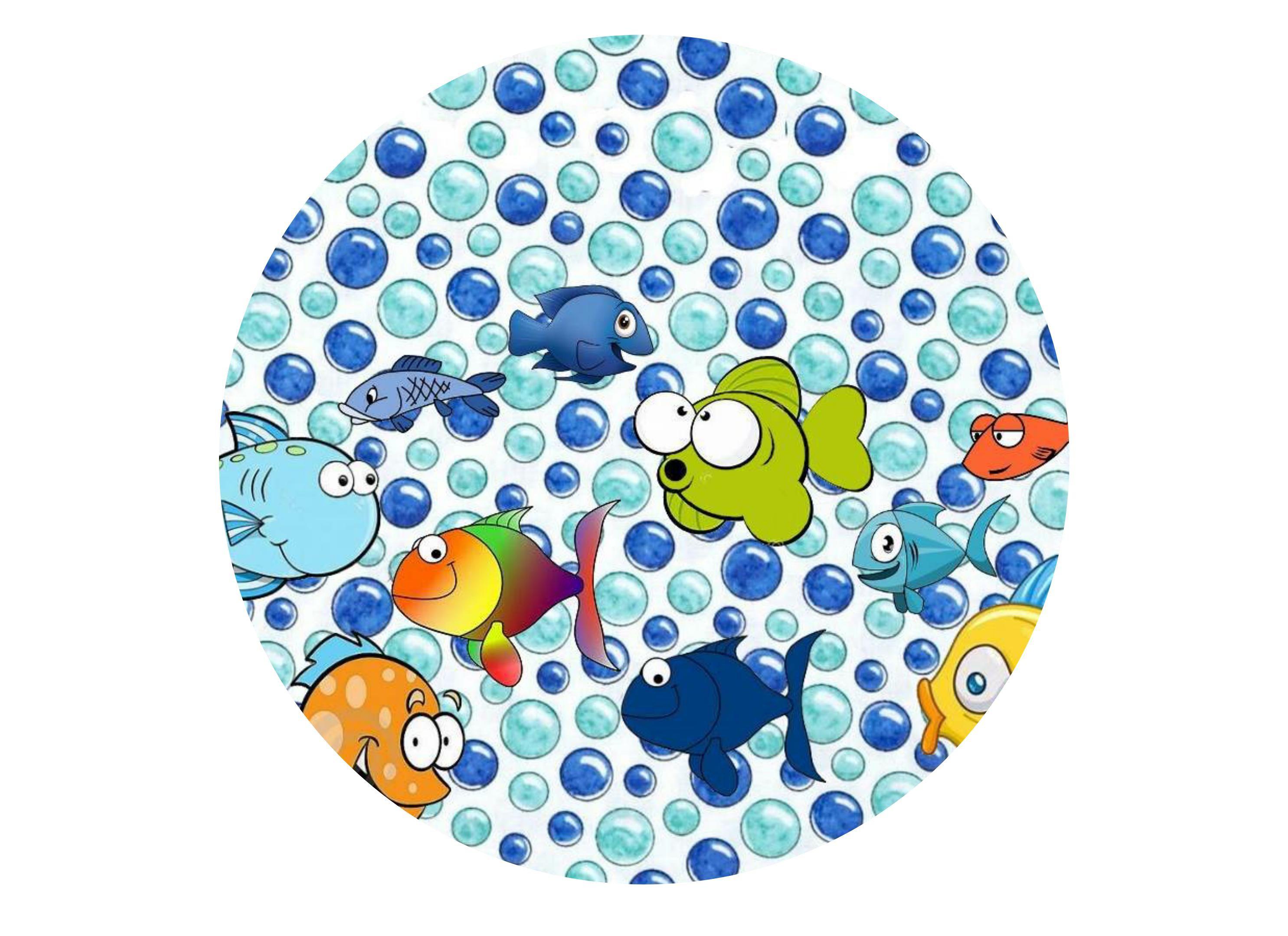 190mm printed edible cake topper with cartoon fishes