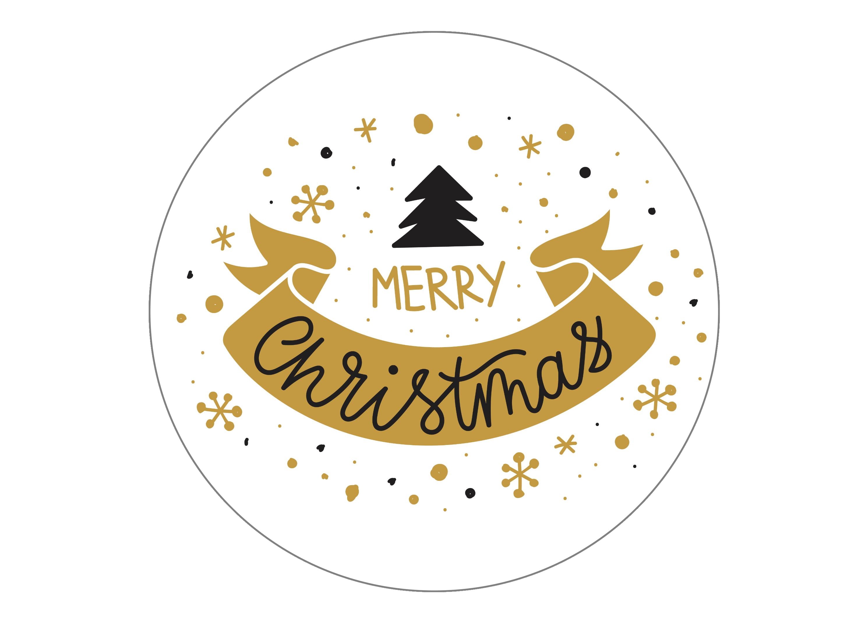 Large Merry Christmas cake topper in black and gold