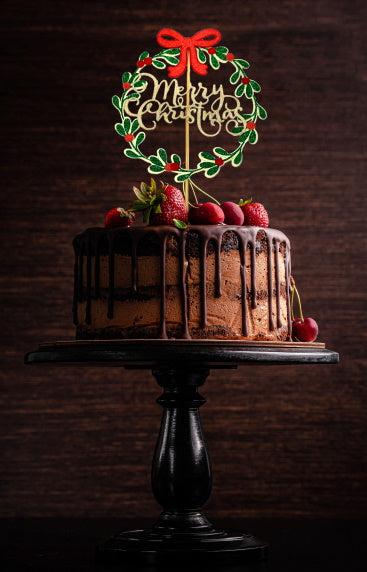 Non-Edible Cake Topper | Merry Christmas Wreath | Edibilis