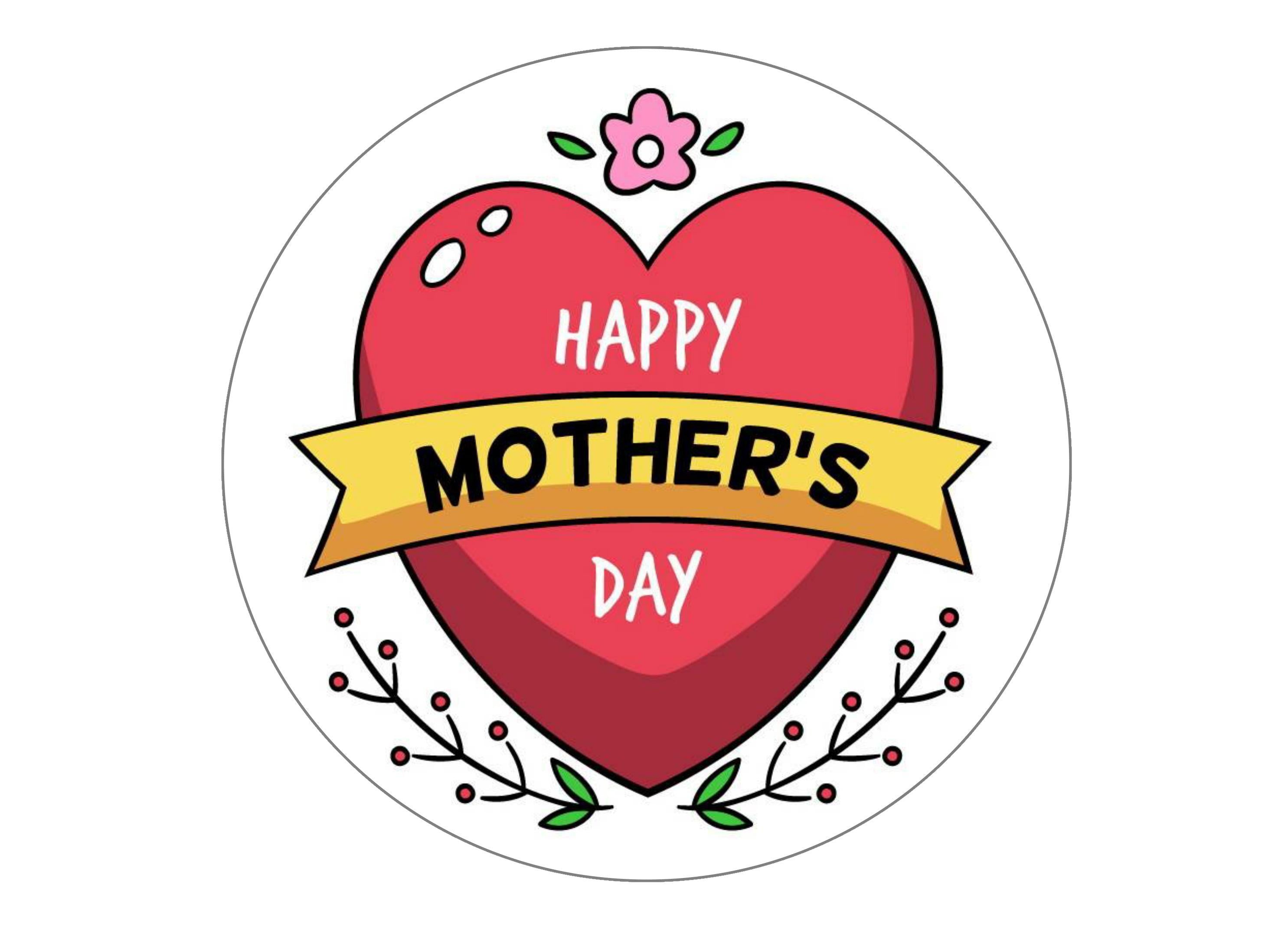 Large cake topper with a Mother's Day heart design