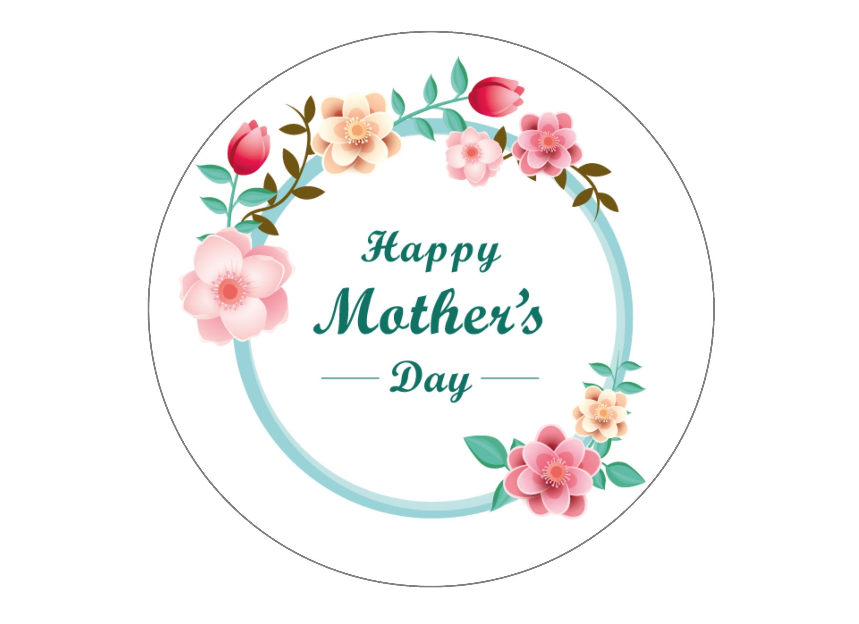 Large cake topper with pastel Mother's Day flowers