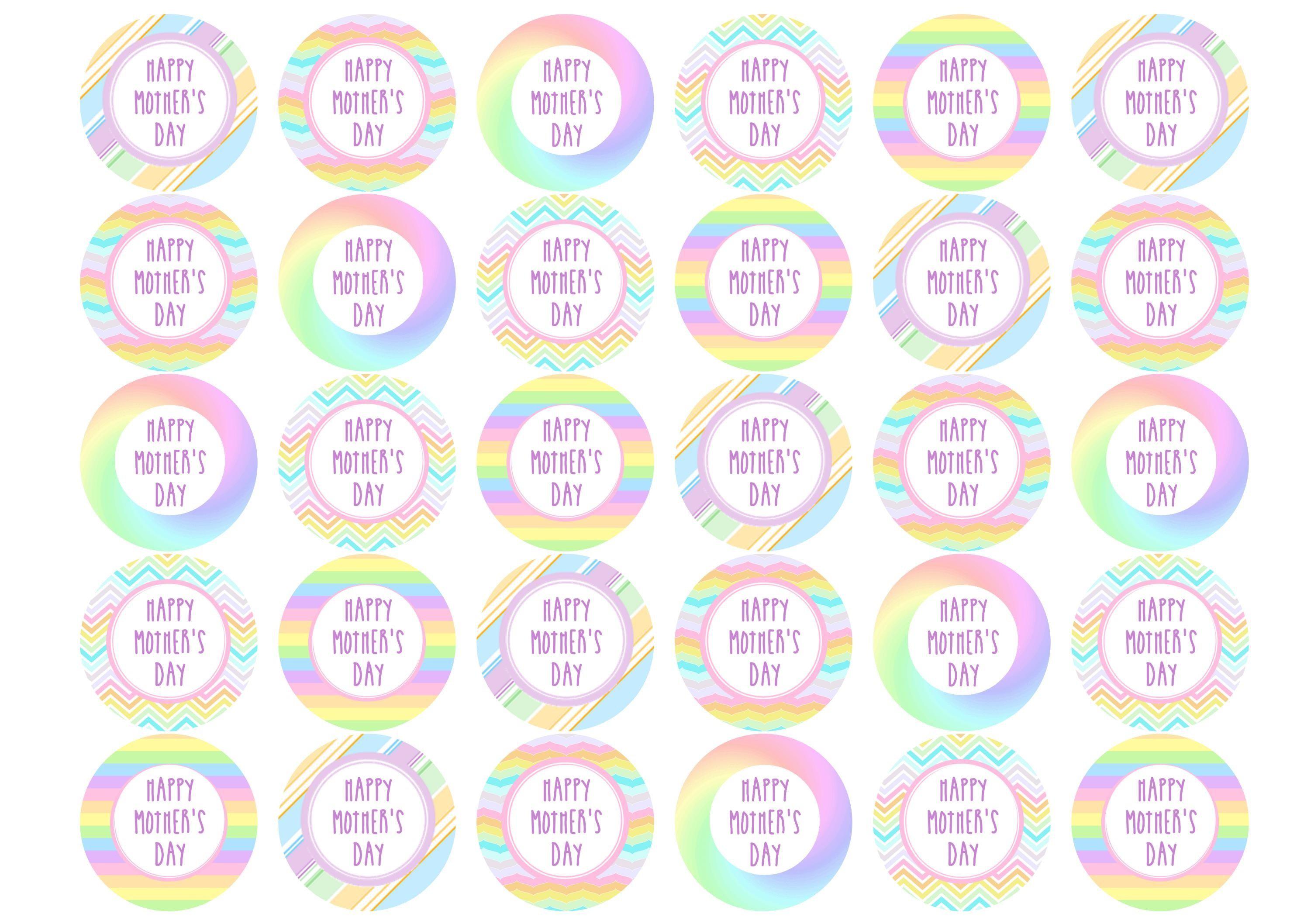 Printed edible cupcake toppers for Mother's Day