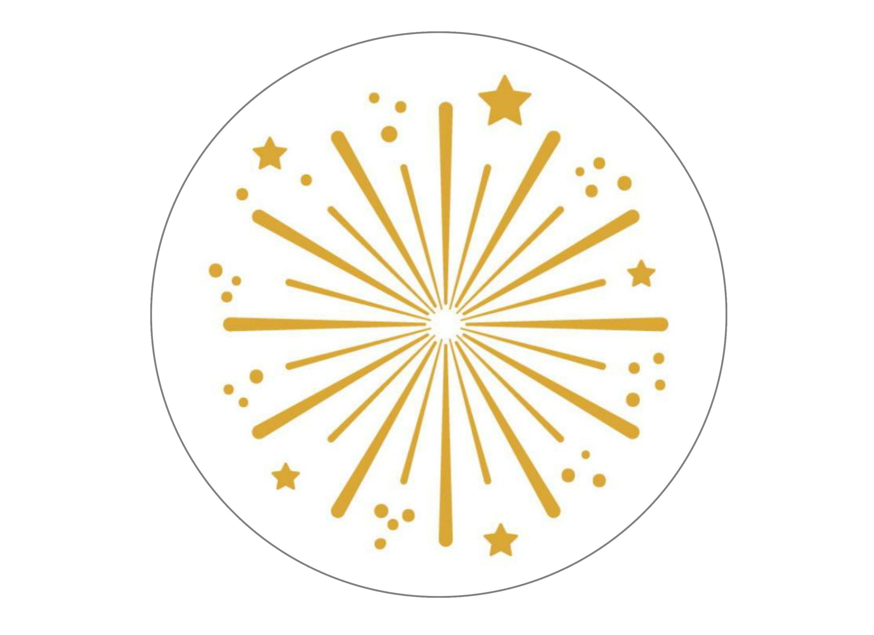 large printed cake topper with a new year firework image