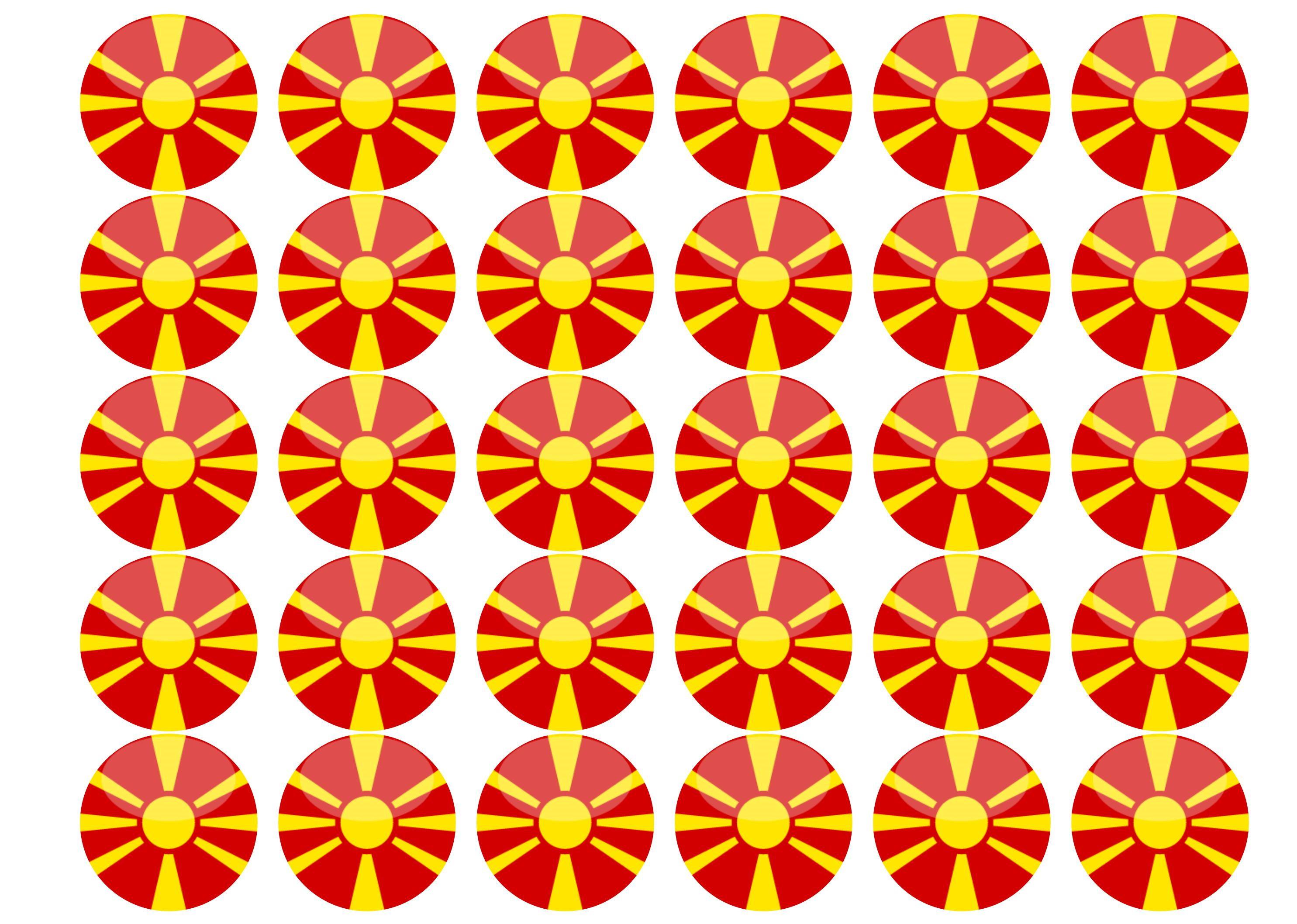 30 edible cupcake toppers with the North Macedonia Flag perfect for Euros 2021