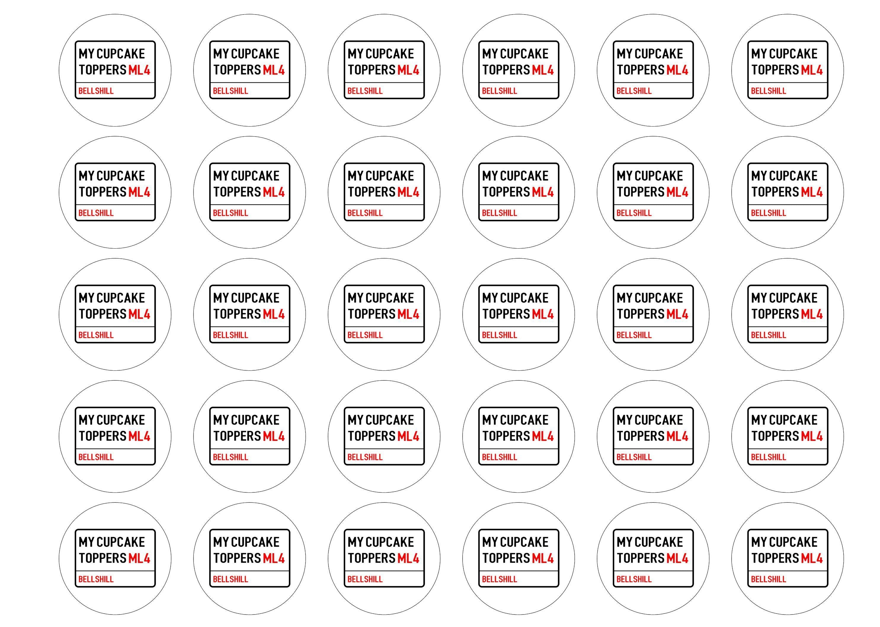 38mm printed edible cupcake toppers