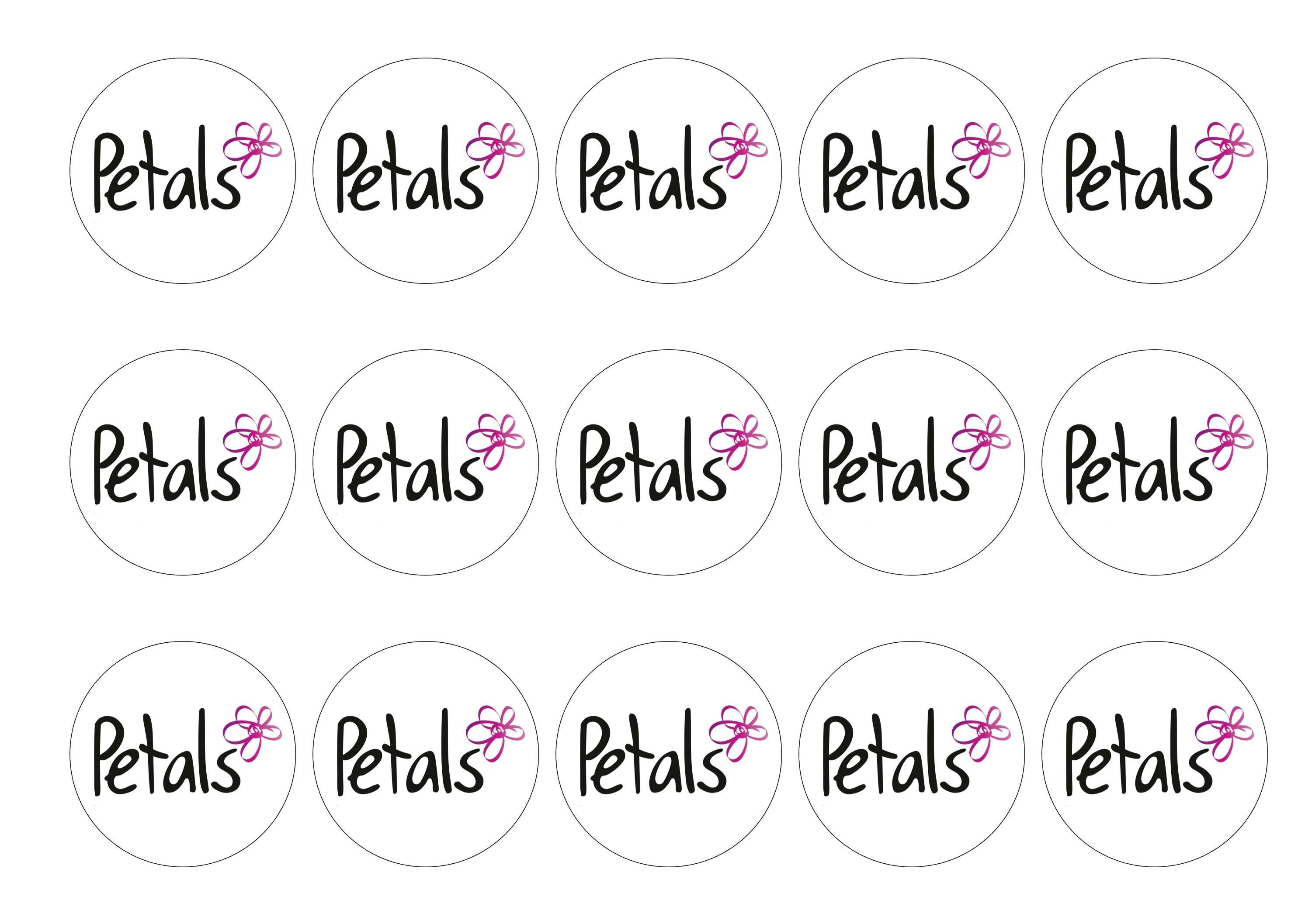 15 Petals charity toppers printed with logo