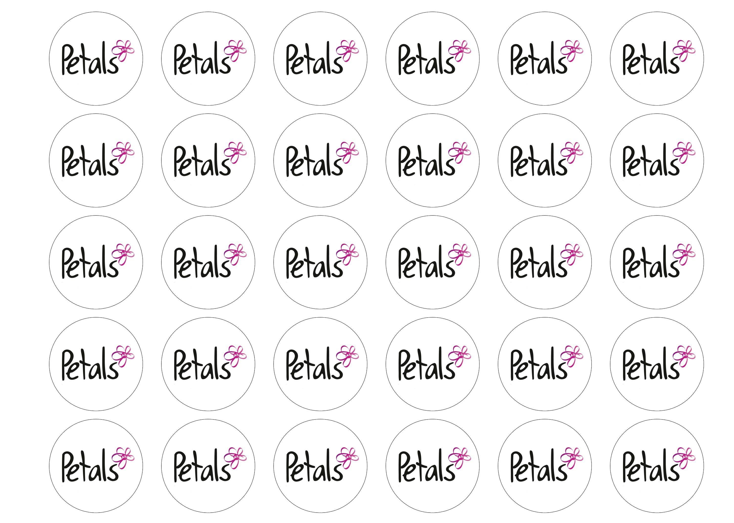 30 edible toppers rinted with Petals charity design