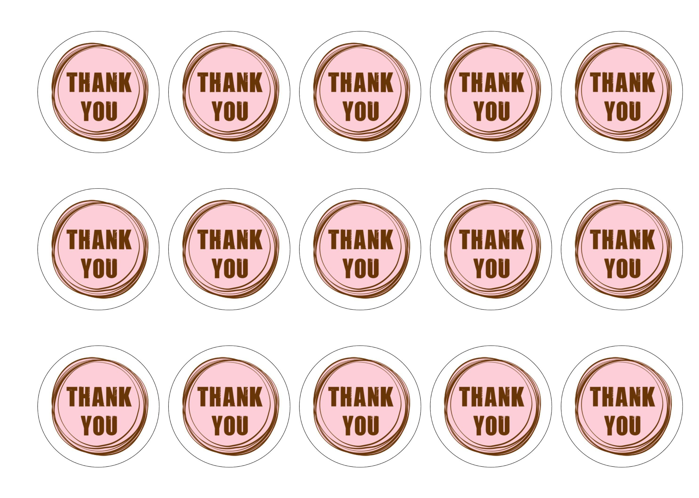 Edible printed cupcake toppers - thank you