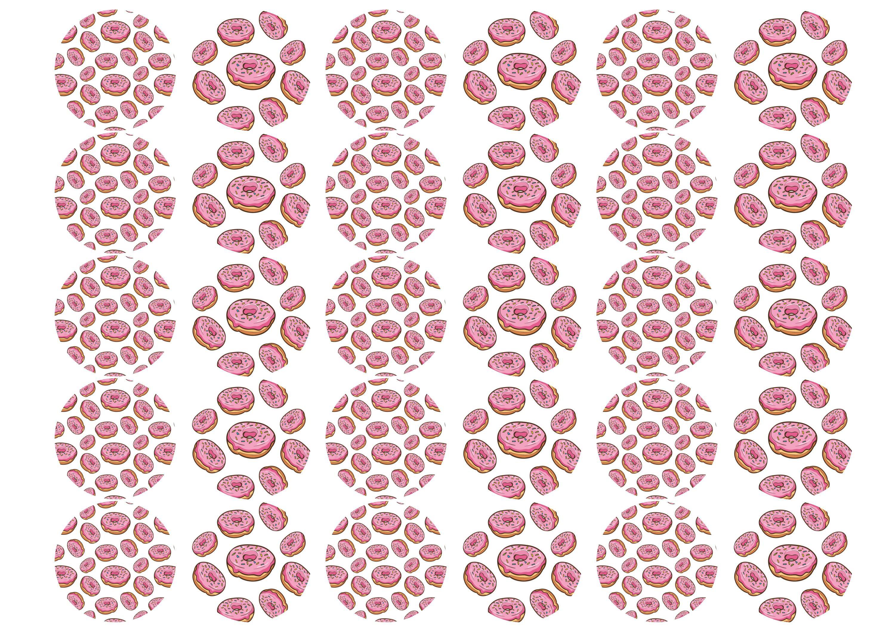 30 edible cupcake toppers with pink donut design