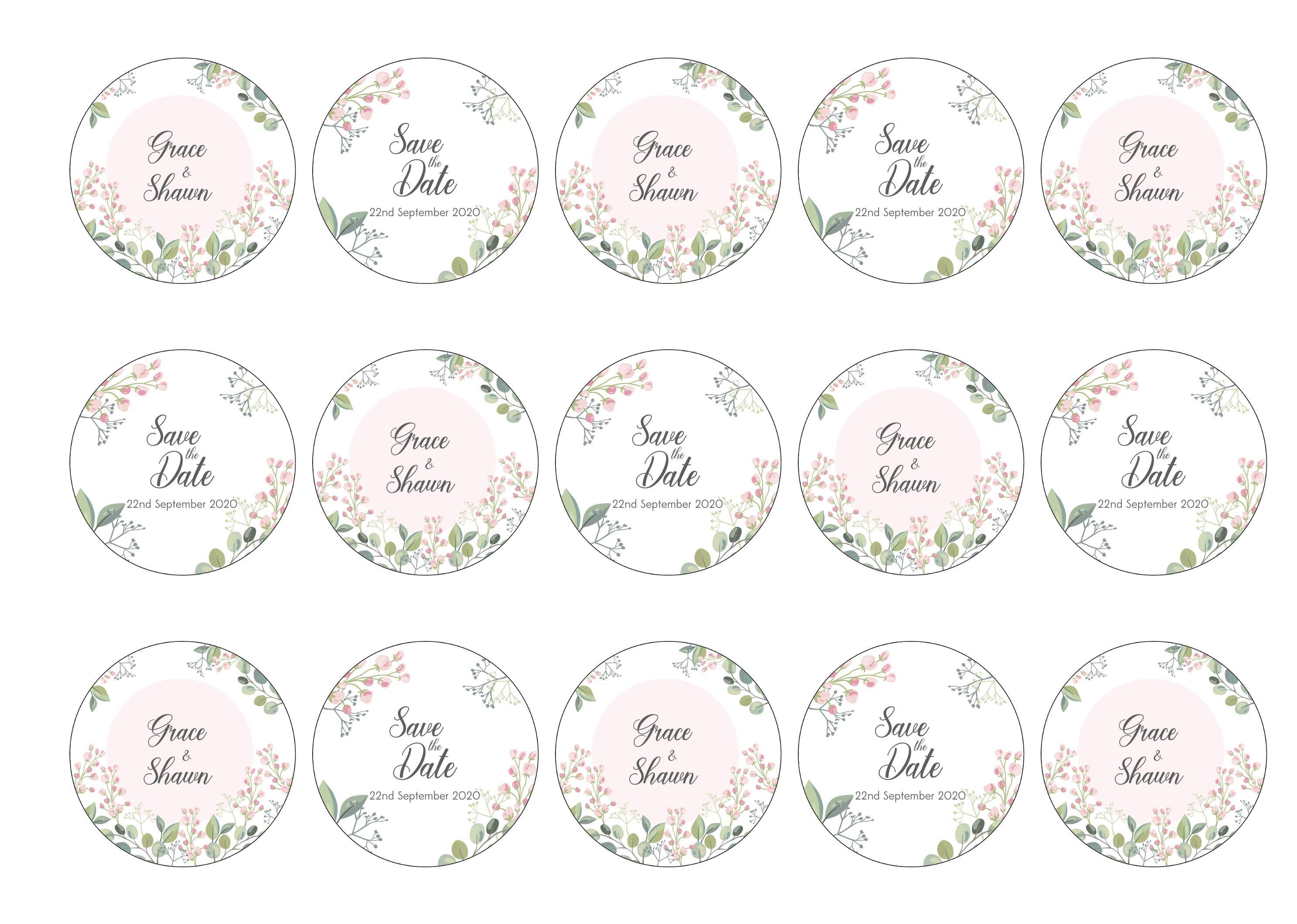 Save The Date wedding cupcake toppers personalised
