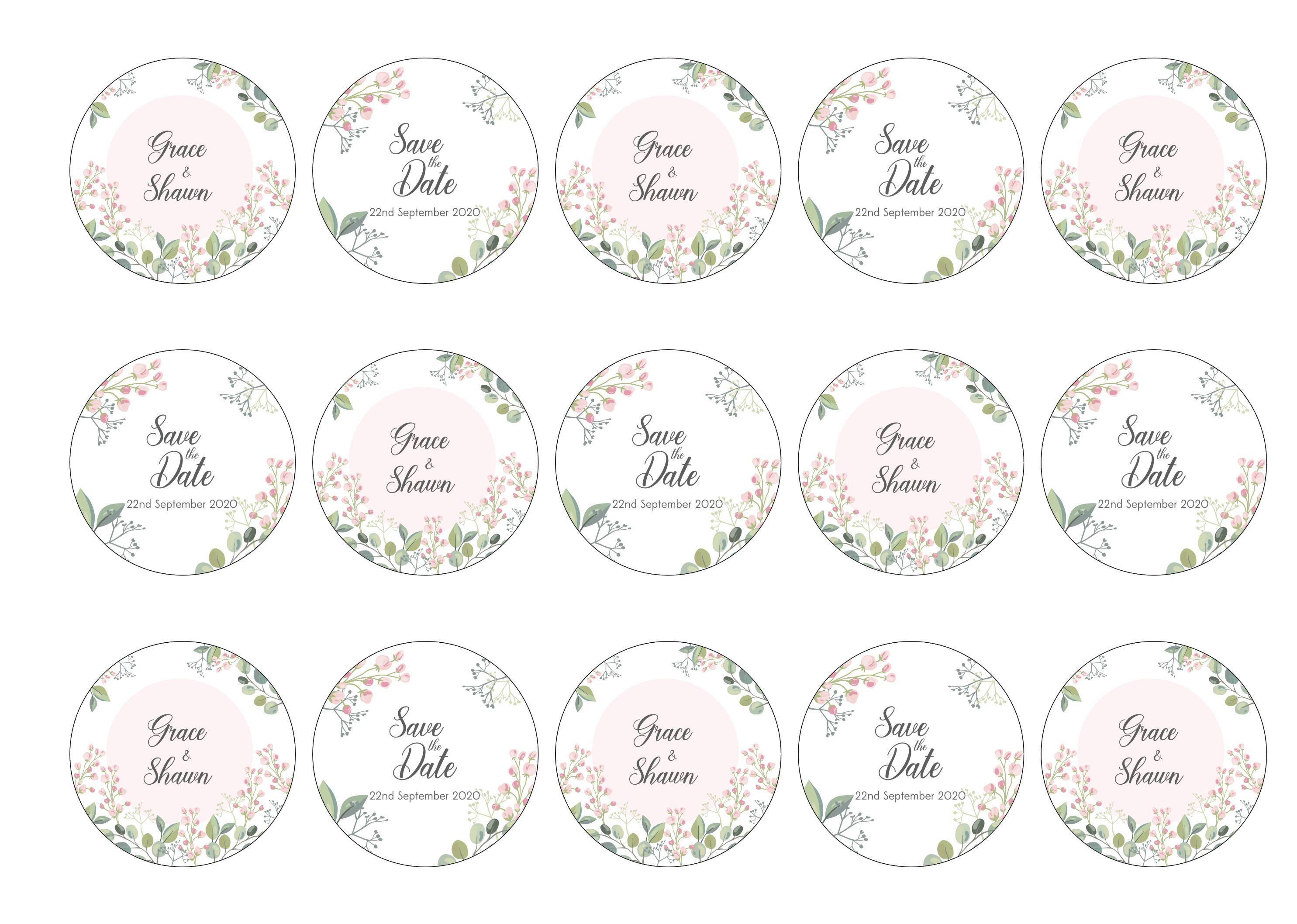 Save The Date wedding cupcake toppers personalised