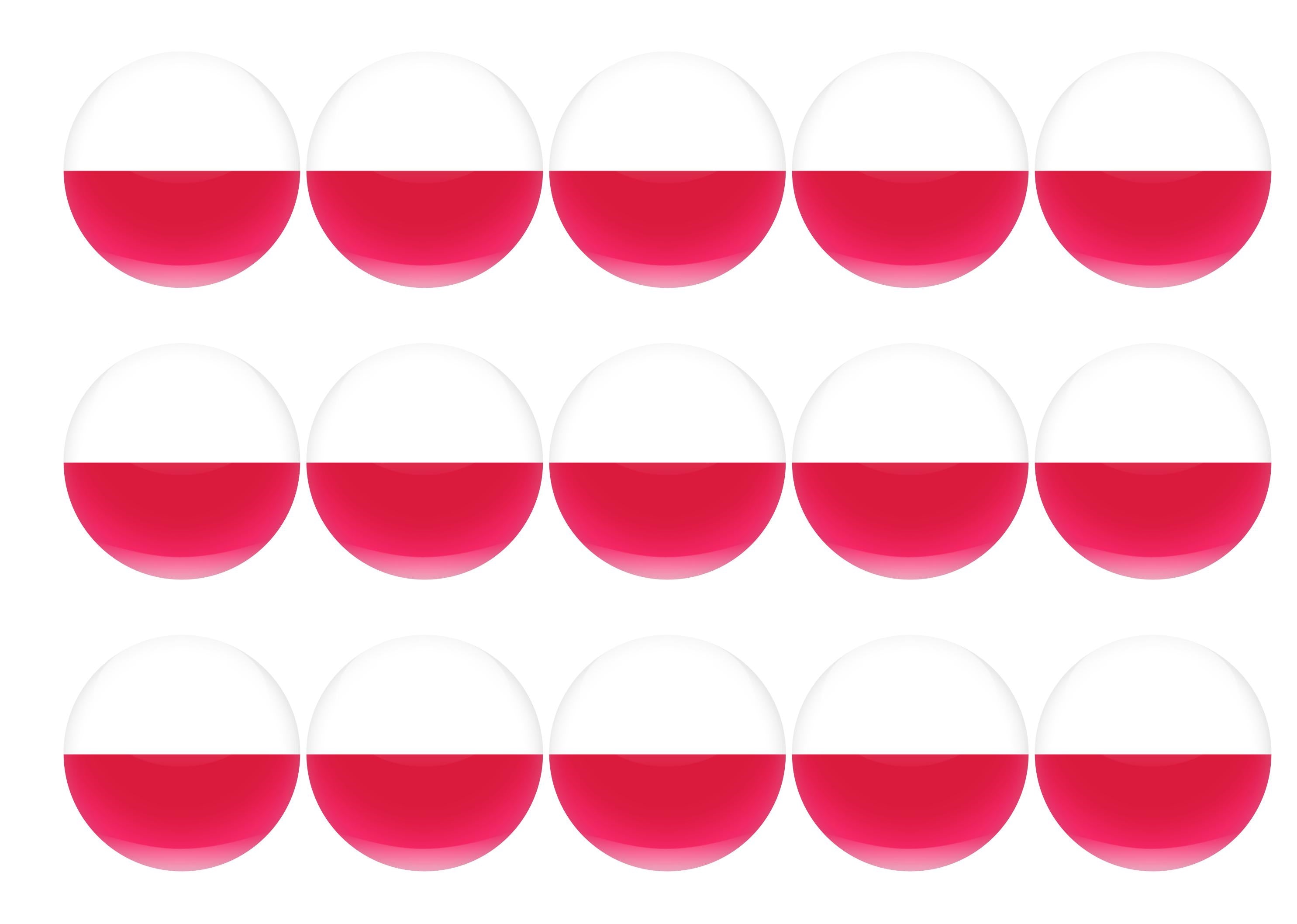 15 printed toppers with the flag of Poland