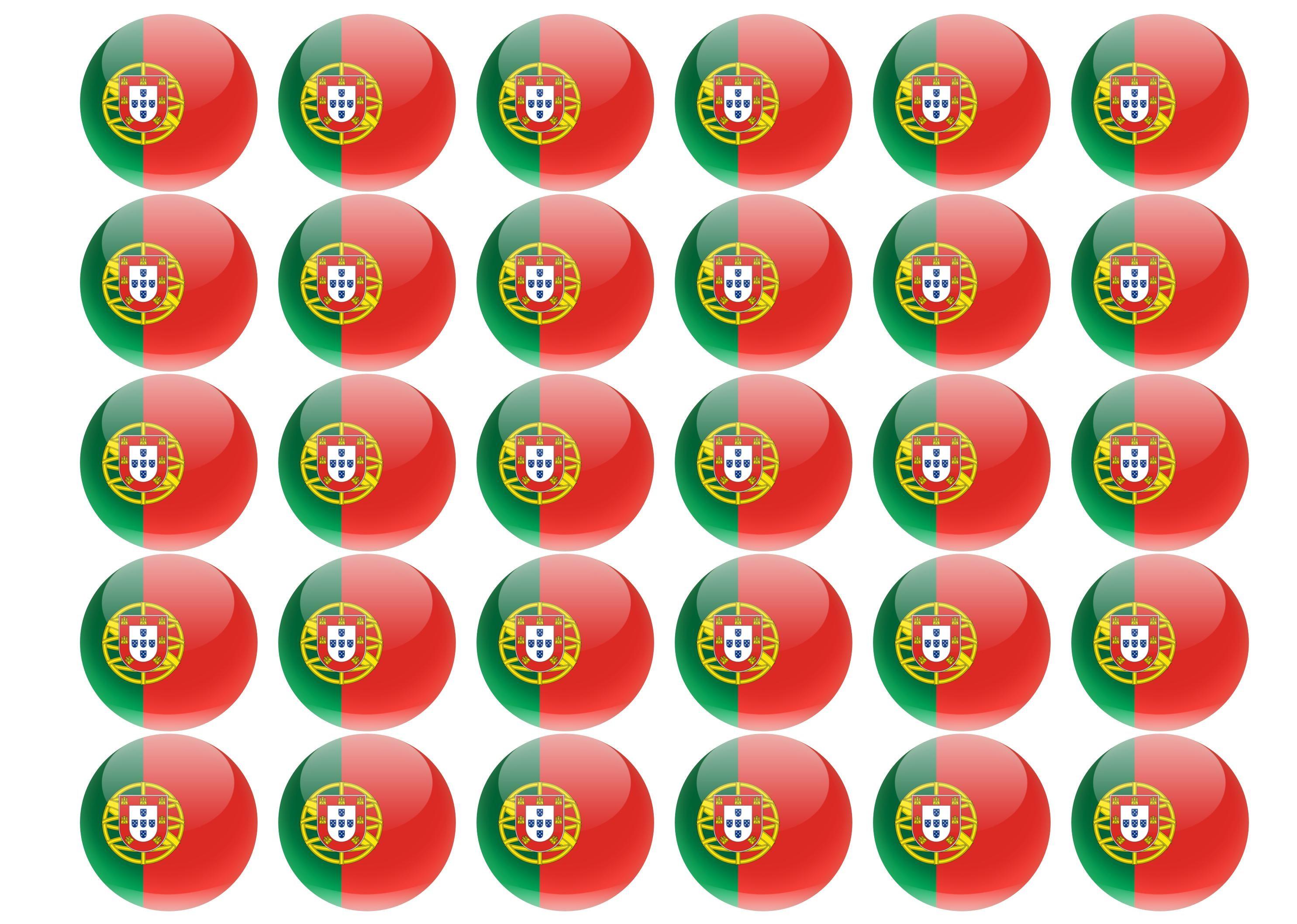 30 edible cupcake toppers with the Portugal Flag perfect for Euros 2021