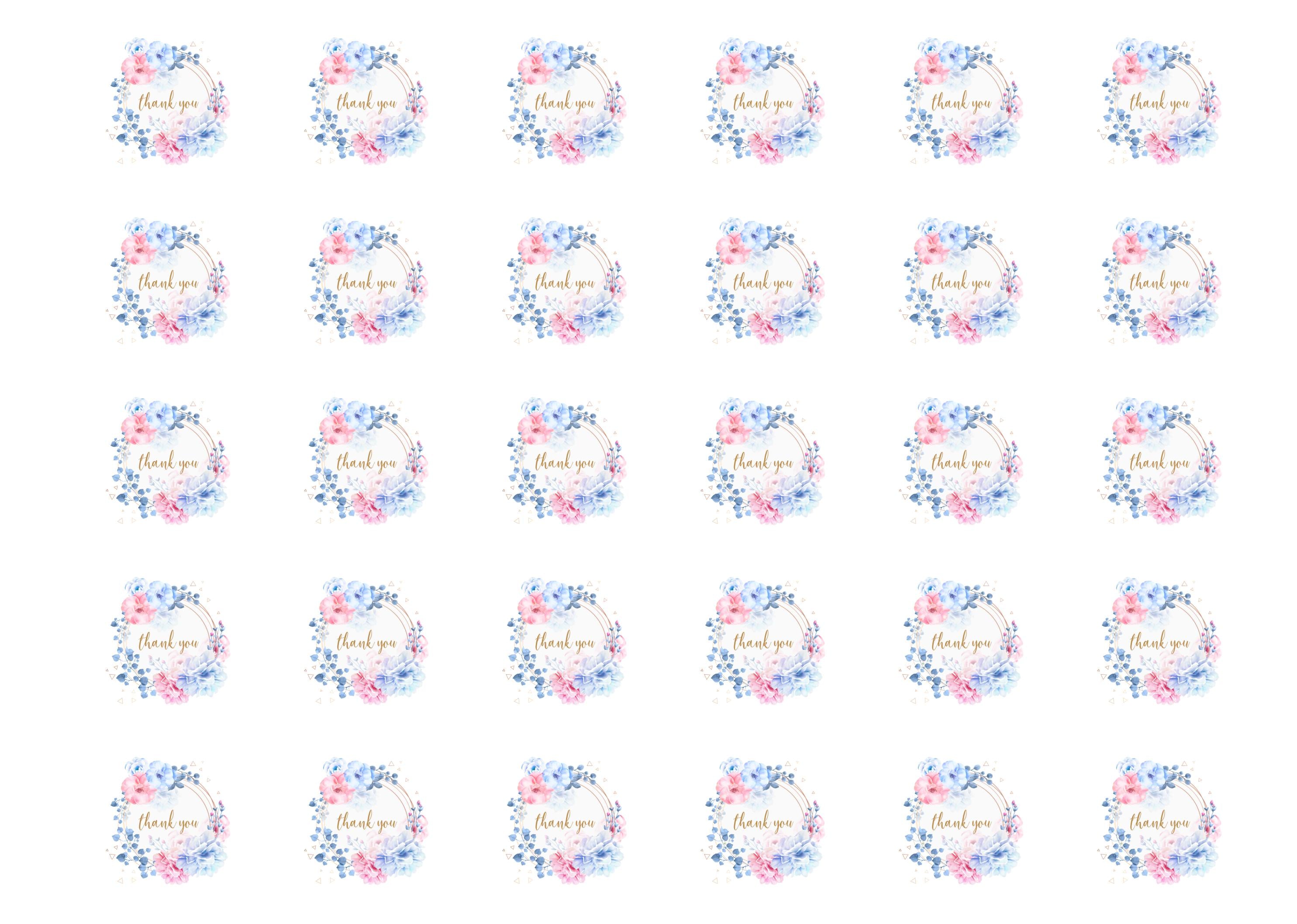 30 edible cupcake toppers with a pretty floral design to say thank you