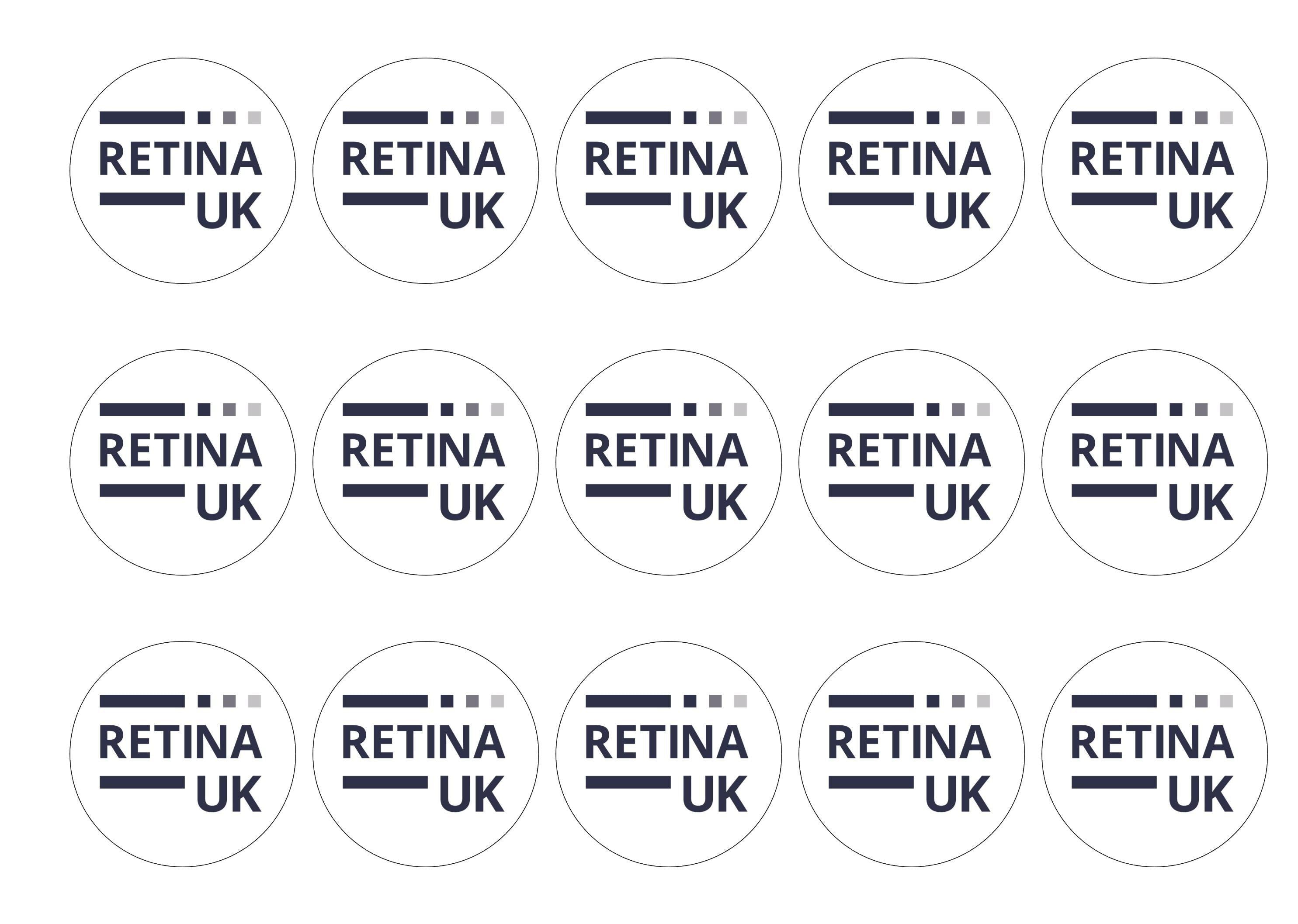 15 printed toppers with the Retina UK logo