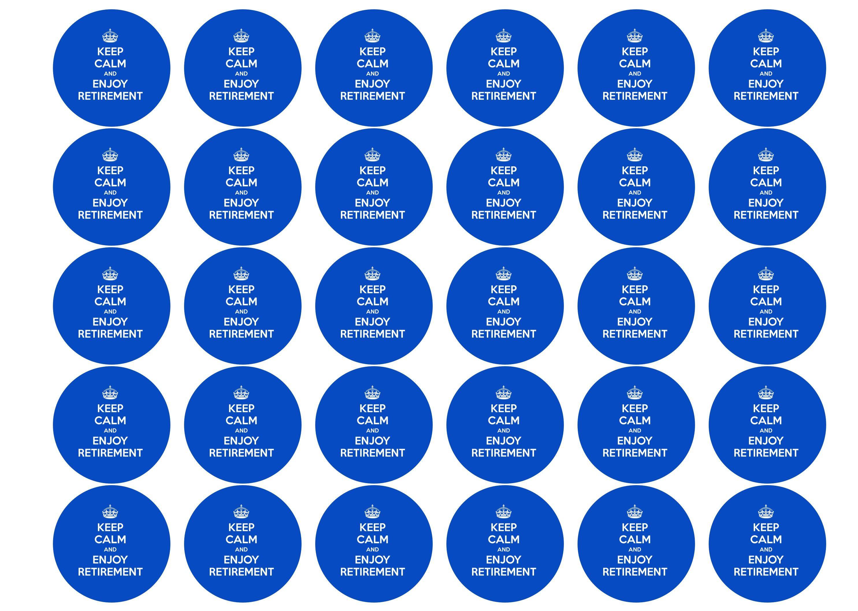 Edible printed cupcake toppers with retirement message