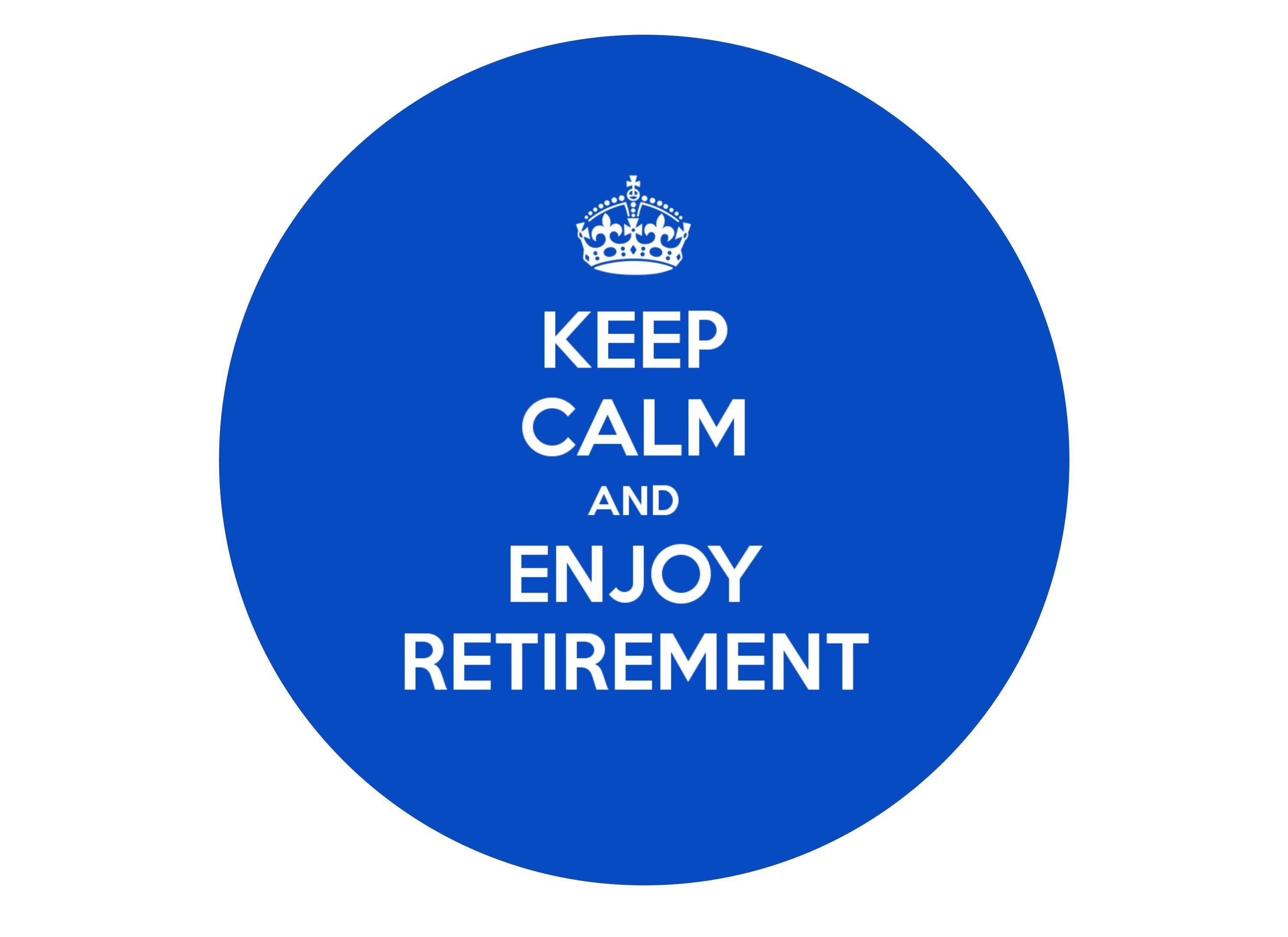 Edible printed cake topper with retirement message