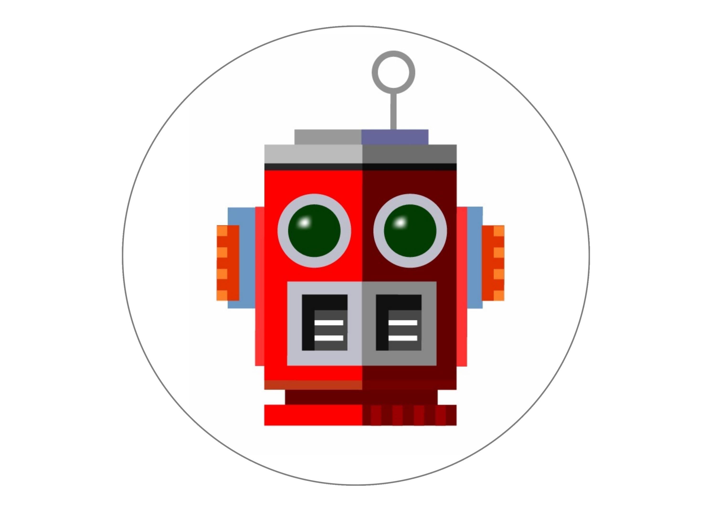 Large cake topper with fun Robot images