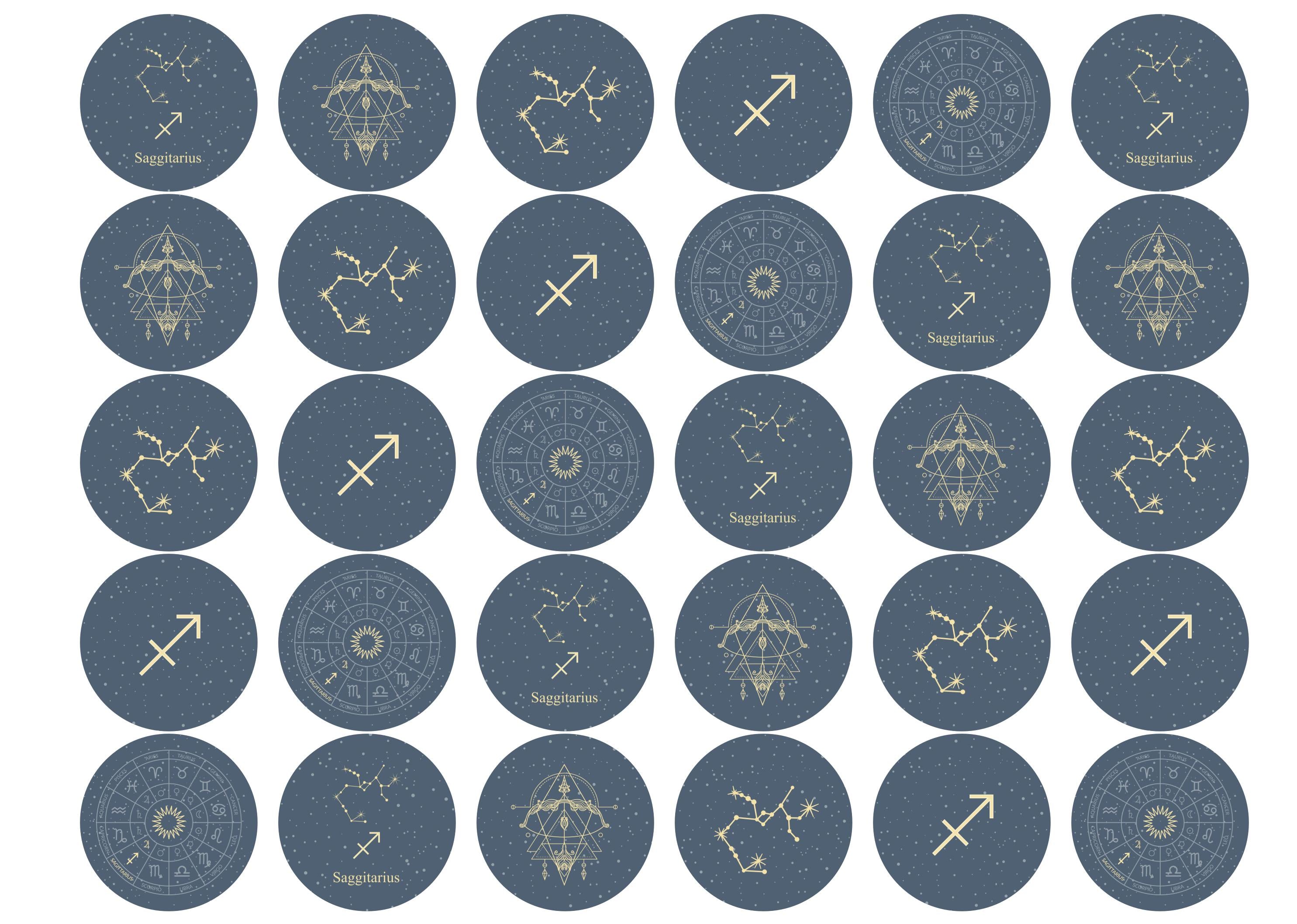 30 edible toppers with Saggitarius zodiac star sign designs